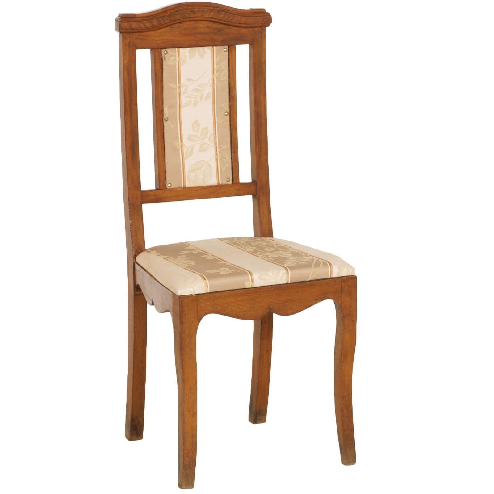 Art Nouveau Pair Of Side Chairs In Walnut, Restored, New Upholstered photo furniture