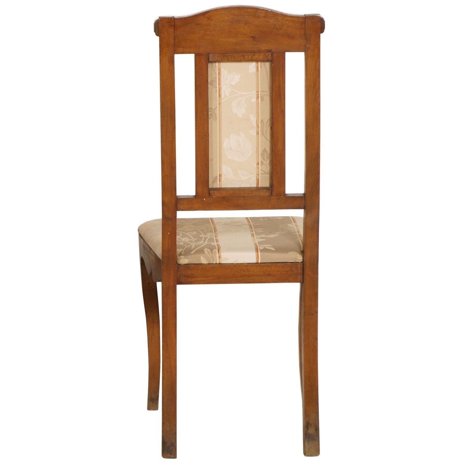 Art Nouveau Pair Of Side Chairs In Walnut, Restored, New Upholstered photo Furniture