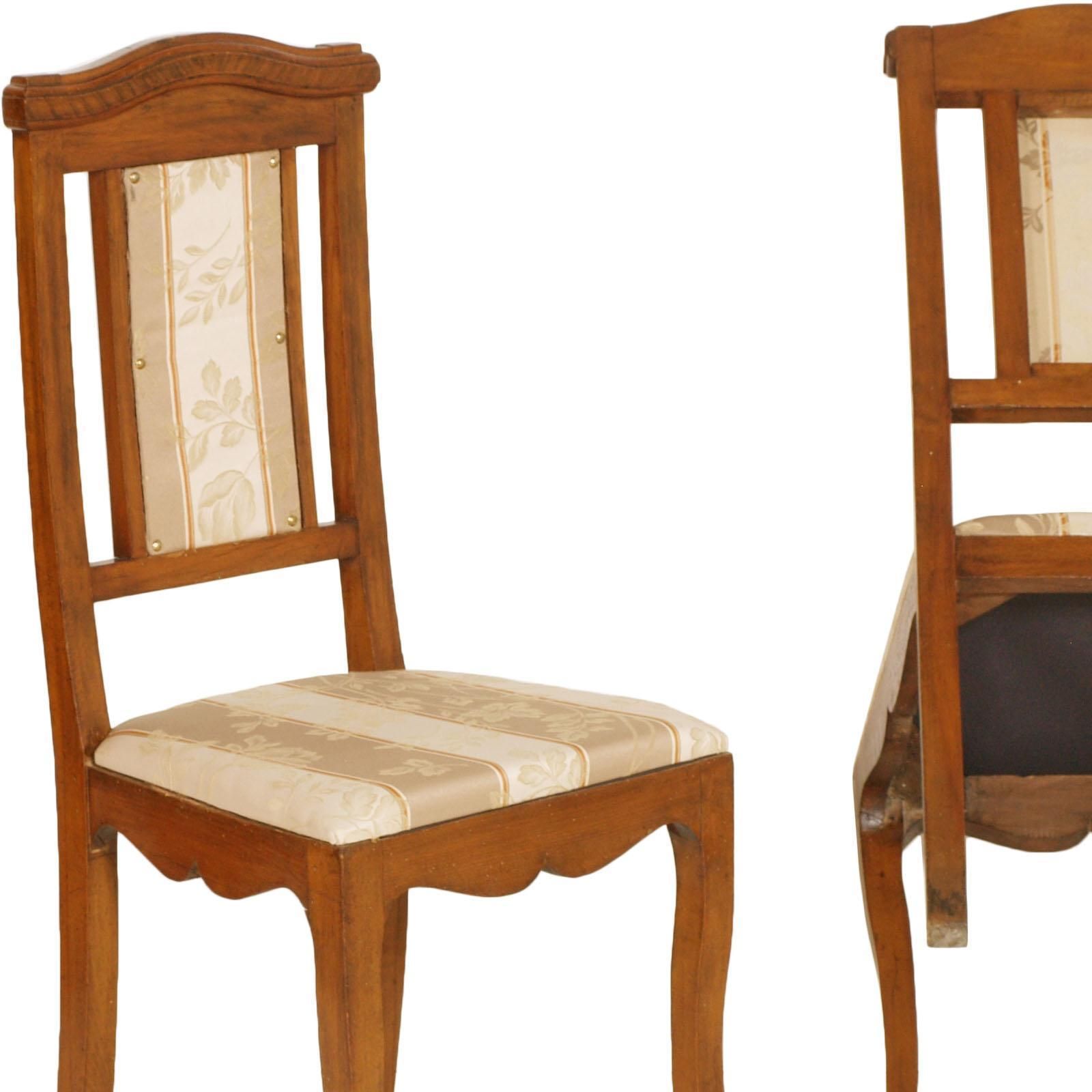 Art Nouveau Pair Of Side Chairs In Walnut, Restored, New Upholstered photo vinterior
