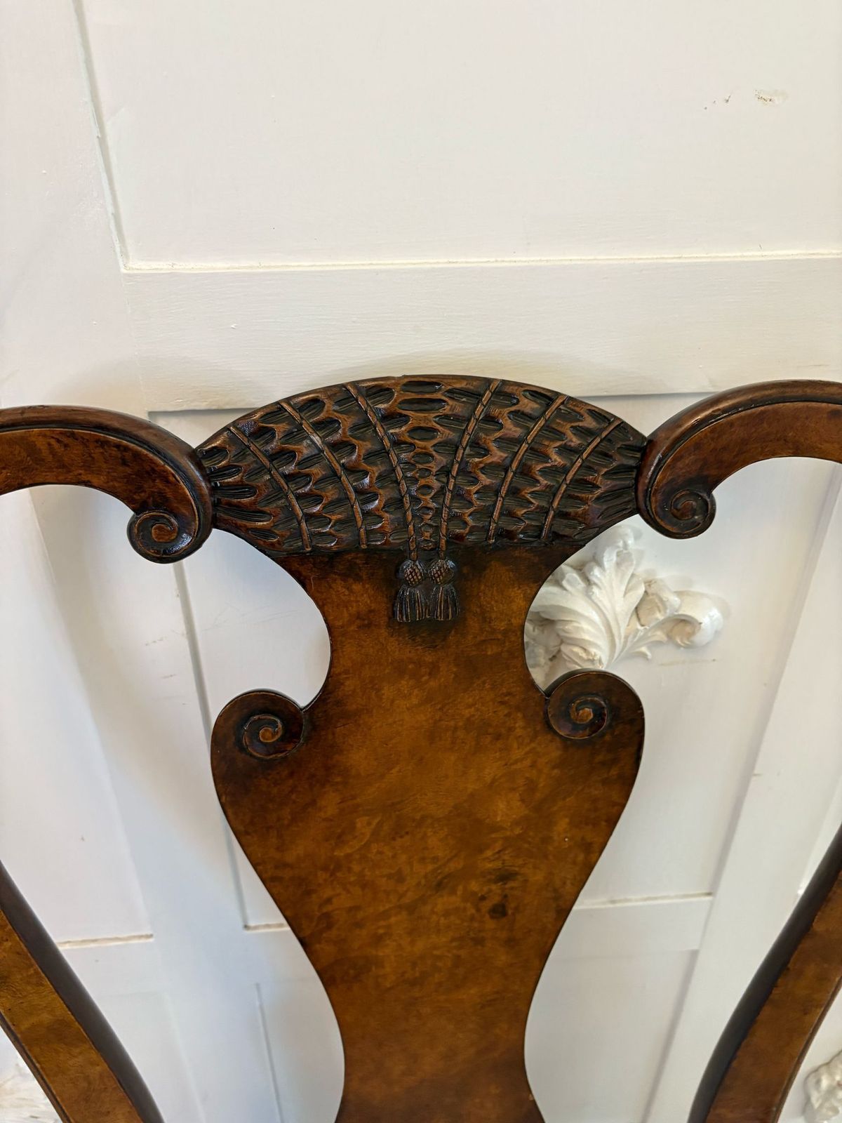 Superb Quality Set Of 6 Antique 19th Century Carved Burr Walnut Dining Chairs photo furniture
