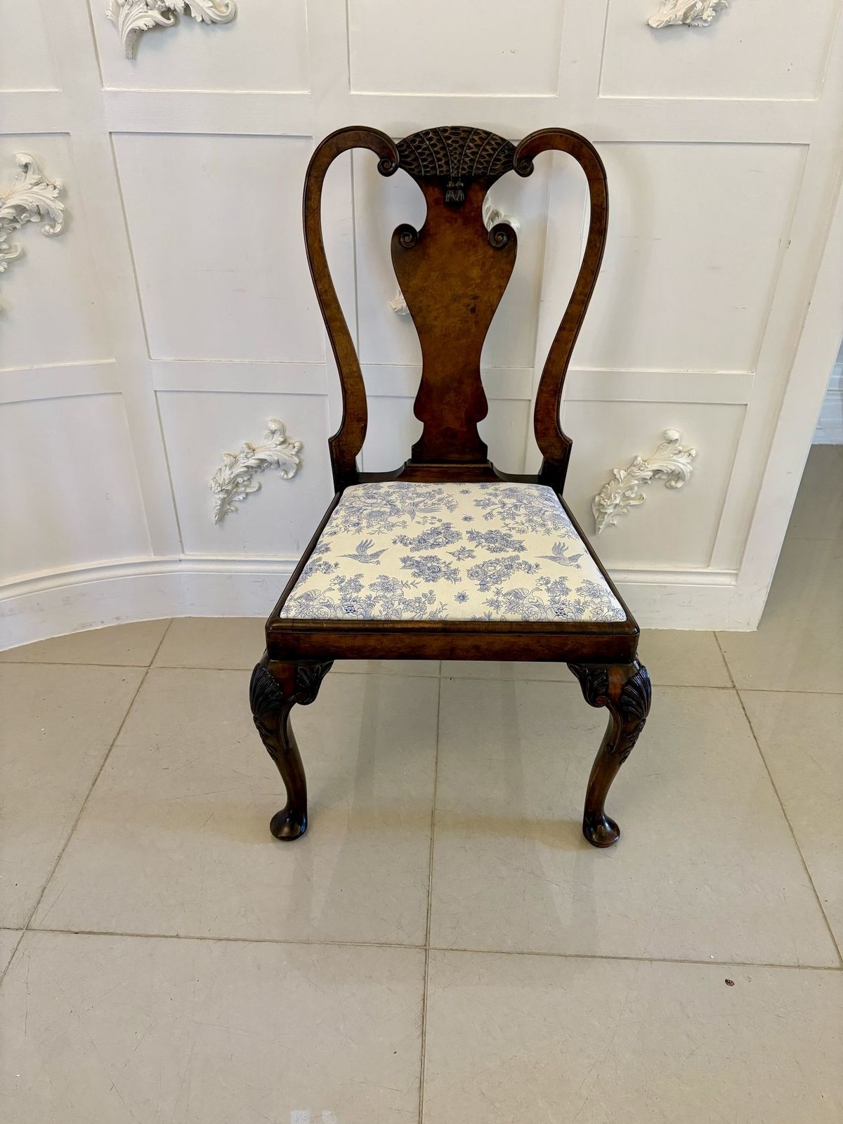Furniture Superb Quality Set Of 6 Antique 19th Century Carved Burr Walnut Dining Chairs photo