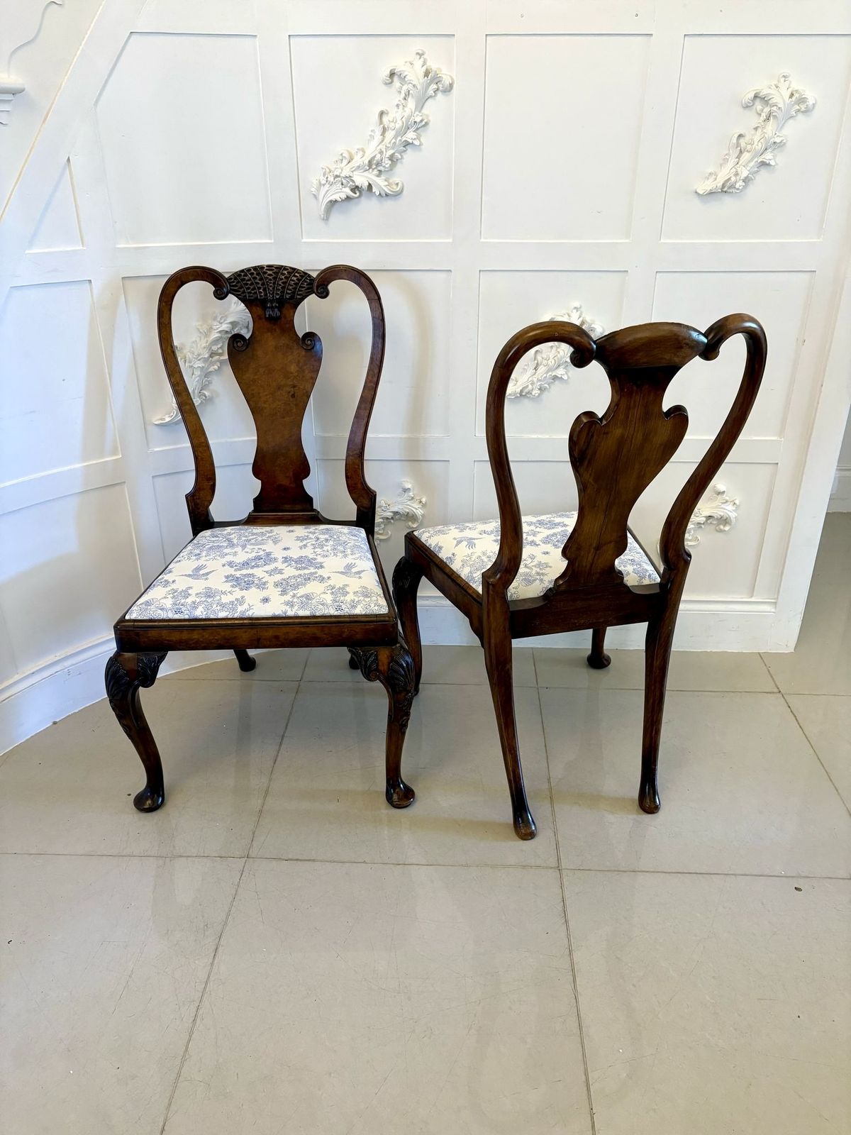 photo vinterior Superb Quality Set Of 6 Antique 19th Century Carved Burr Walnut Dining Chairs