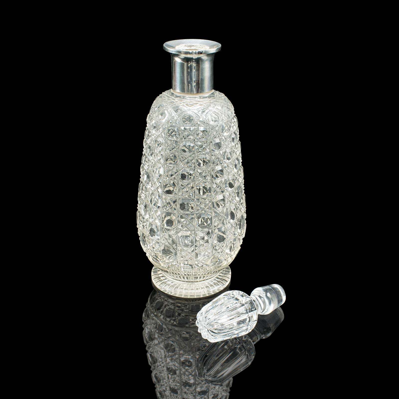 Antique Spirit Decanter, Edwardian, Cut Glass, Hallmarked Silver, English, 1903 photo furniture