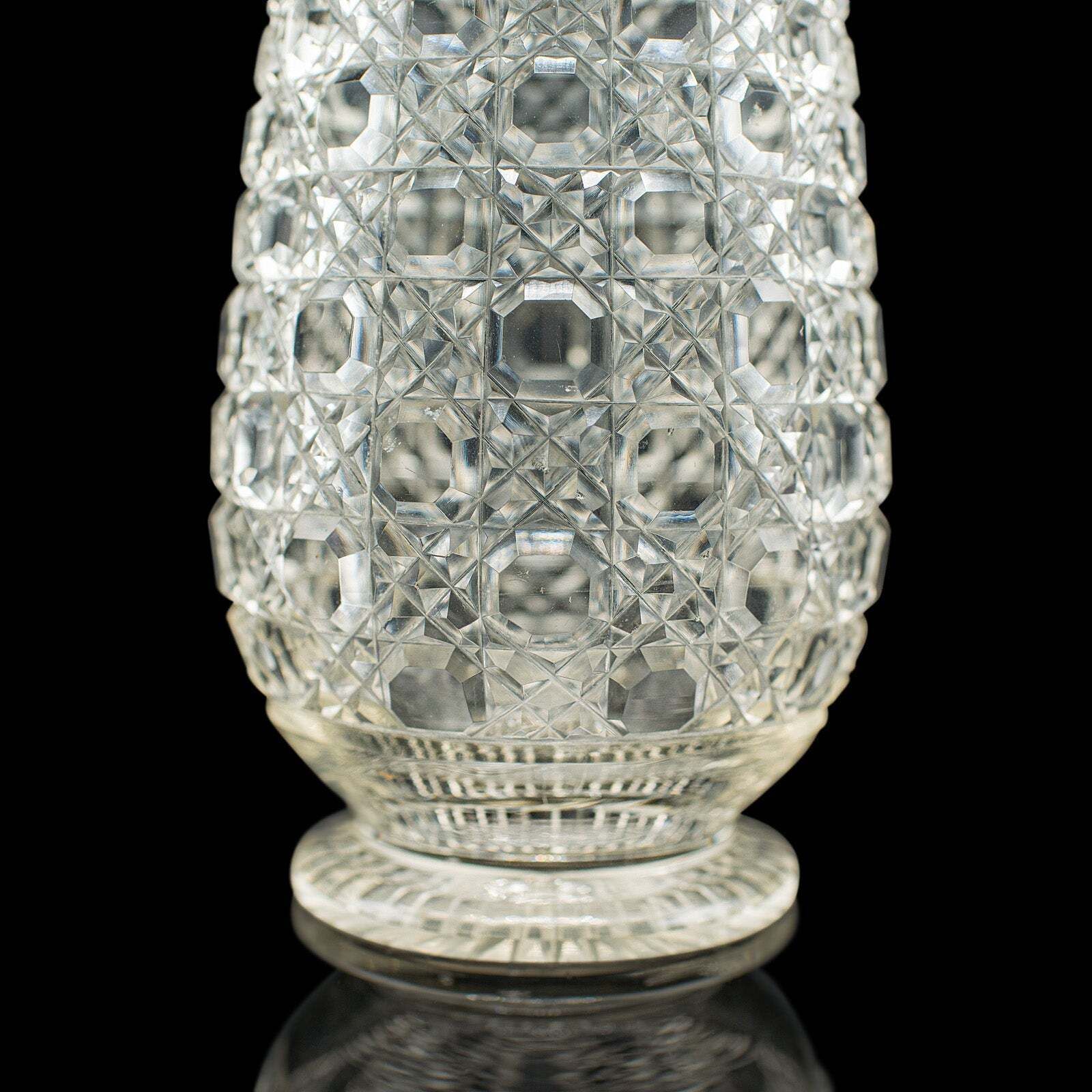 Home Decor Antique Spirit Decanter, Edwardian, Cut Glass, Hallmarked Silver, English, 1903 photo