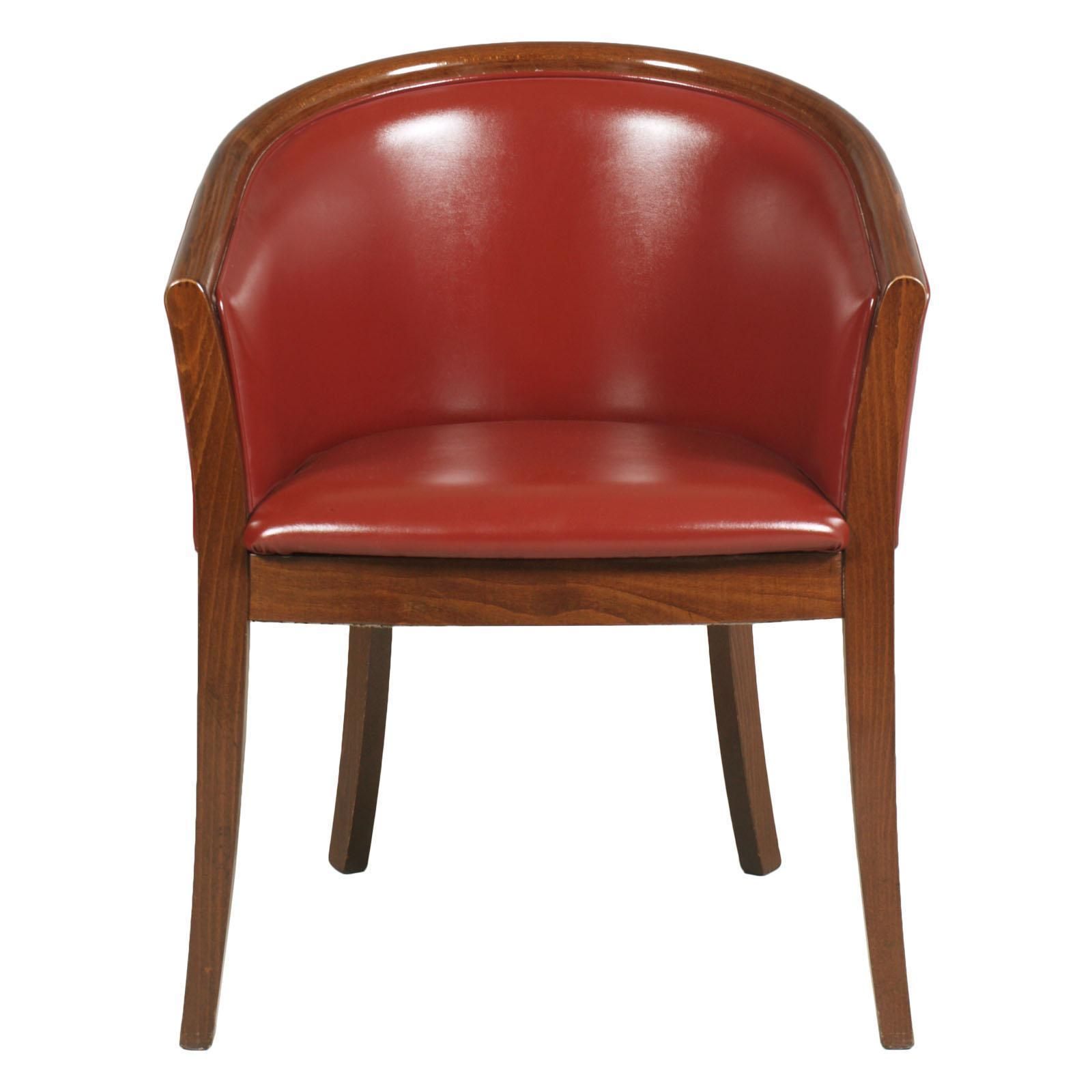 1930s Art Deco Pozzetto Pair Armchairs, Loung Chairs, Walnut, Leather Bordeaux photo for sale