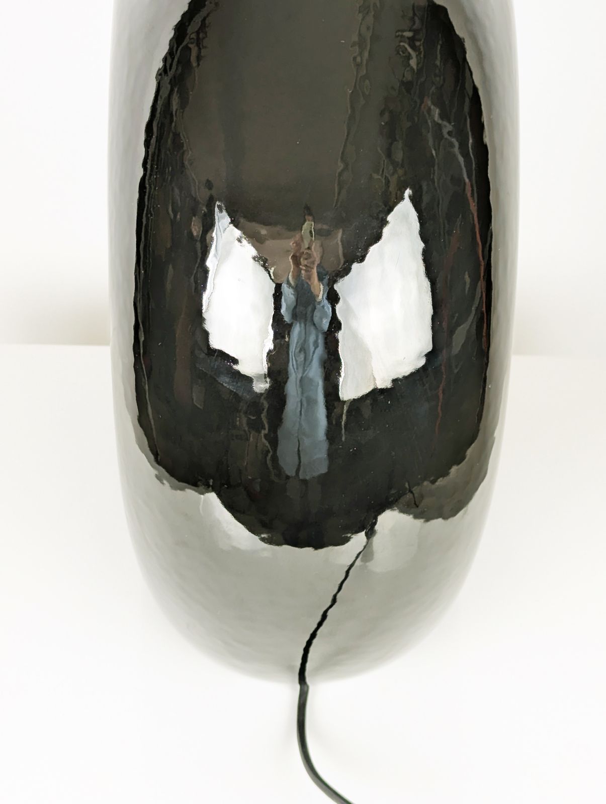 Large Black Glazed Ceramic 1970s Table Lamp By Ivo Sedazzari For Prisma photo vinterior