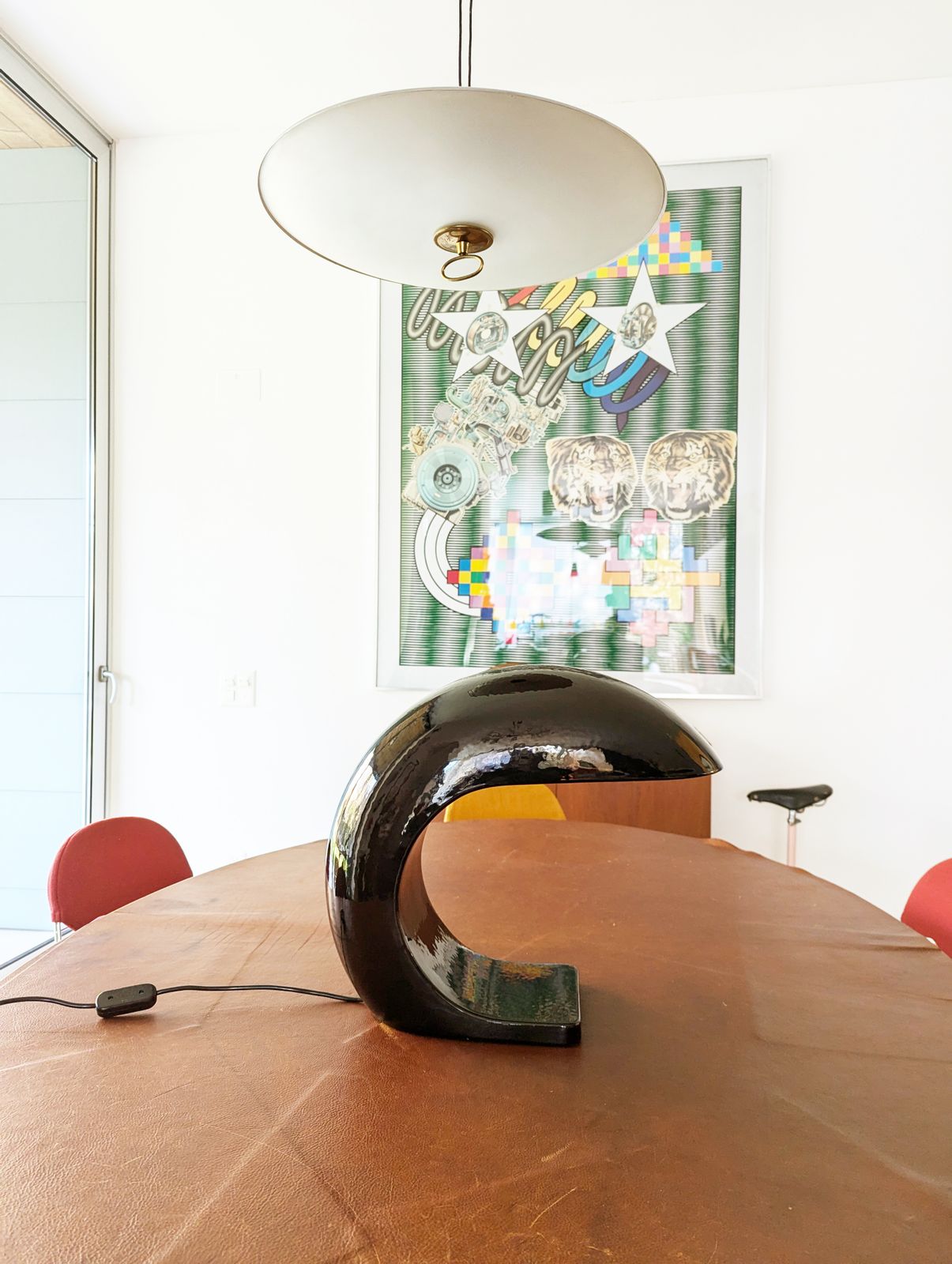 Large Black Glazed Ceramic 1970s Table Lamp By Ivo Sedazzari For Prisma photo vintage