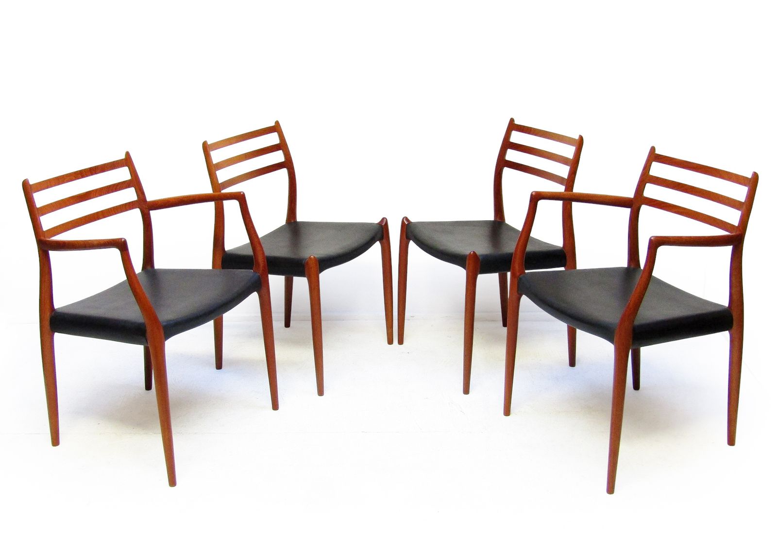 Set Of Four Exceptional 1950s Danish Dining Chairs By Niels Moller, 2x Model 62 And 2x Model 78
