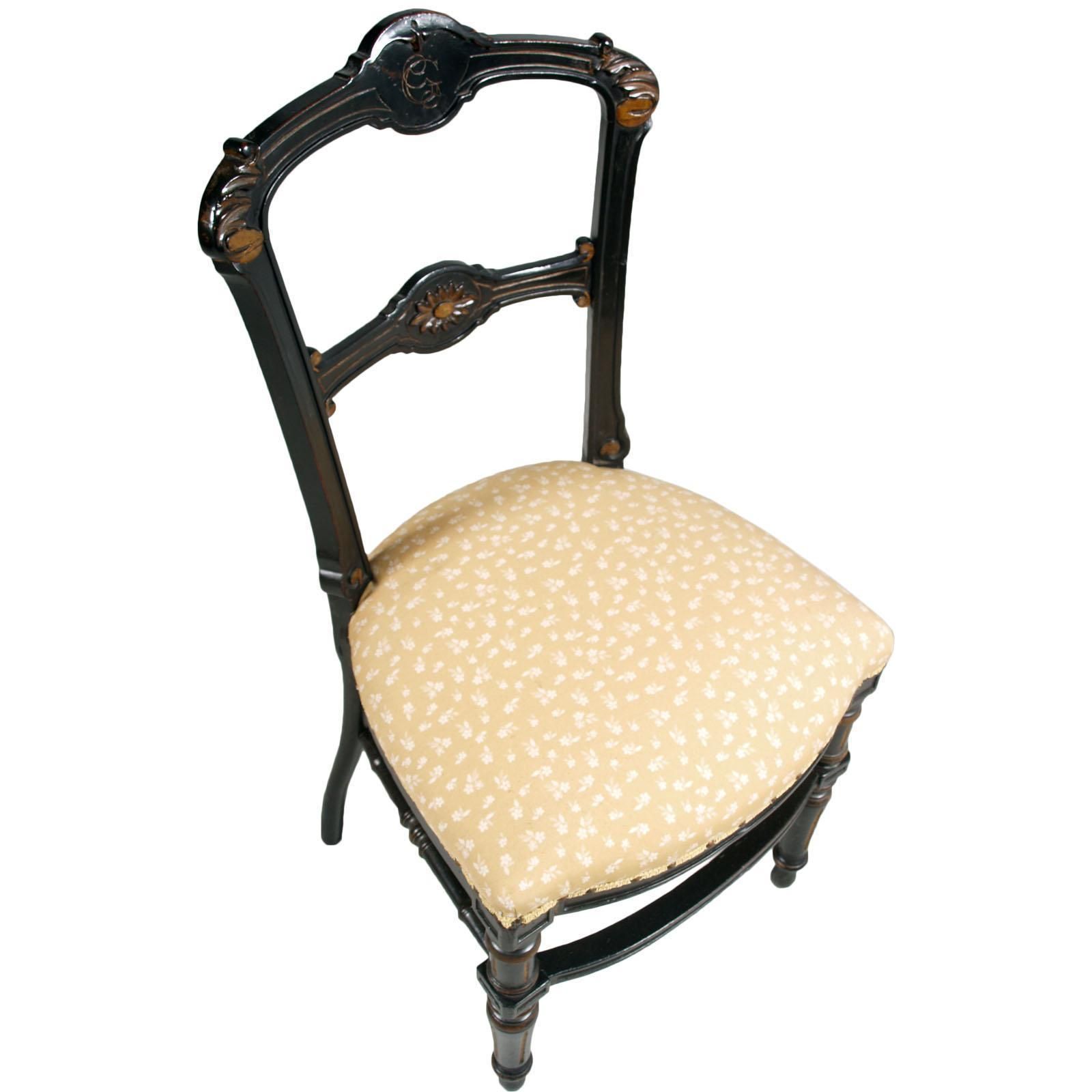 Sculptural Chairs Art Nouveau By Giacomo Cometti In Ebonized Hand Carved Walnut photo Furniture
