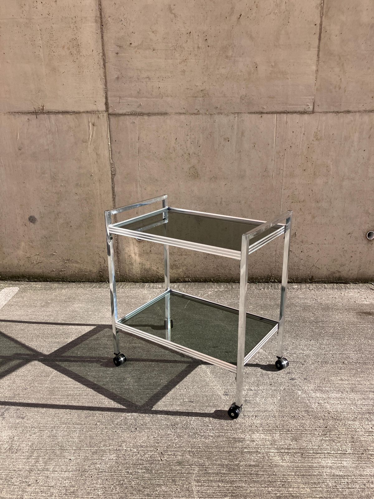 Mid Century Modern Chrome And Glass Drinks Trolley Cart photo furniture
