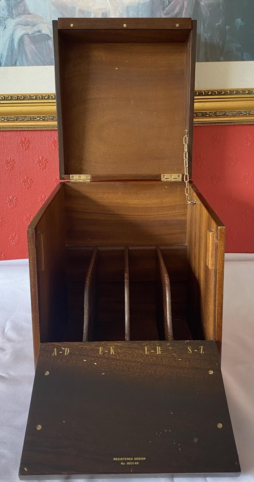 Harrods Mahogany Desk Top Stationary Box. photo for sale