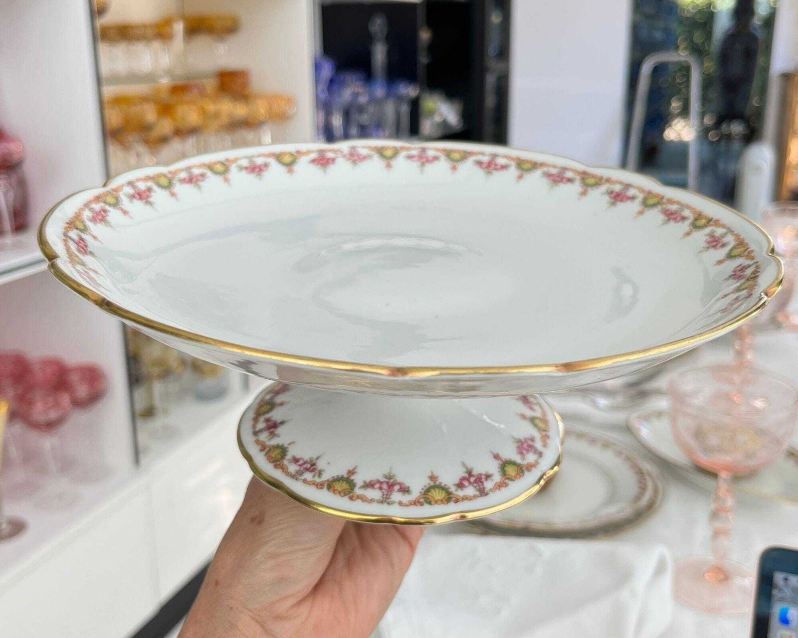 Cake Stand Pedestal | 7 Piece Set | Antique French Porcelain | 1918 photo buy