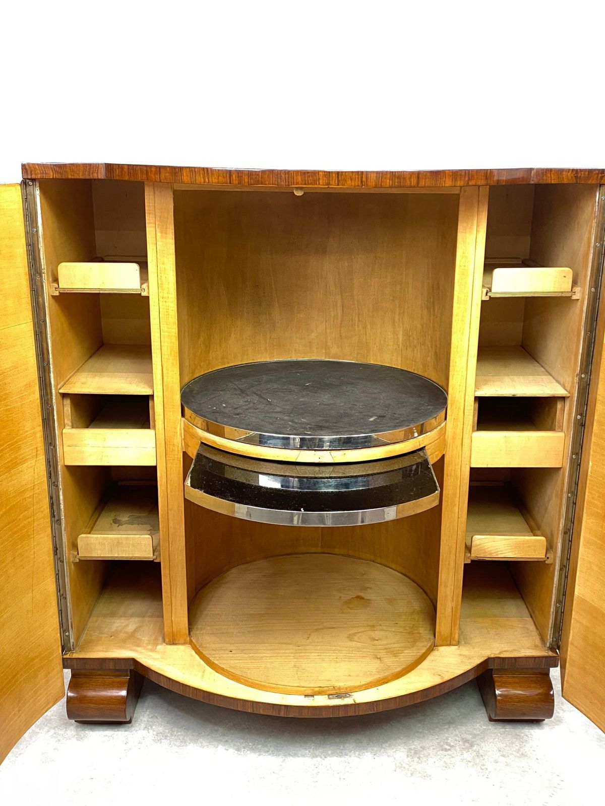 Very Rare Walnut Art Deco Bar Cabinet By Thonet photo for sale