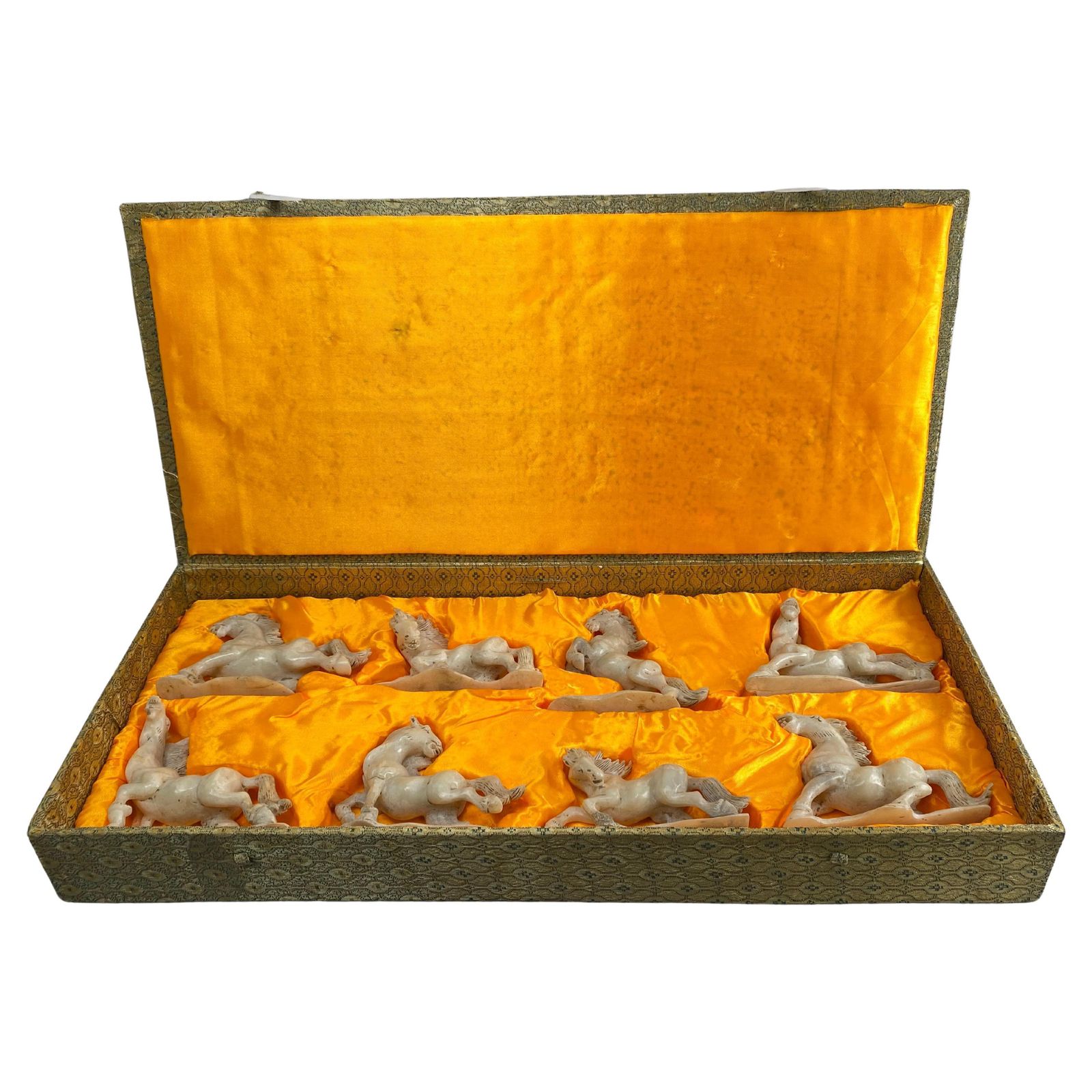 Set Of 8 Old China Jade Horses