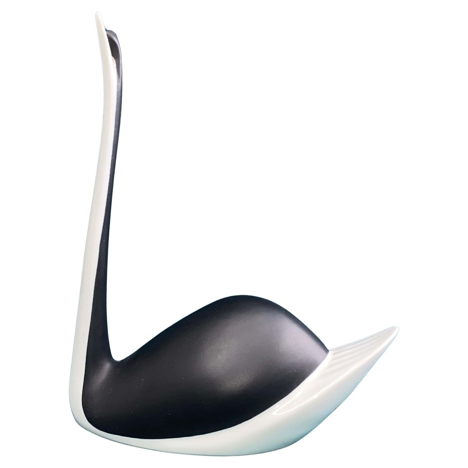 Czechoslovakia Porcelain B & W Swan Figurine By Jaroslav Jezek Royal Dux 1960s