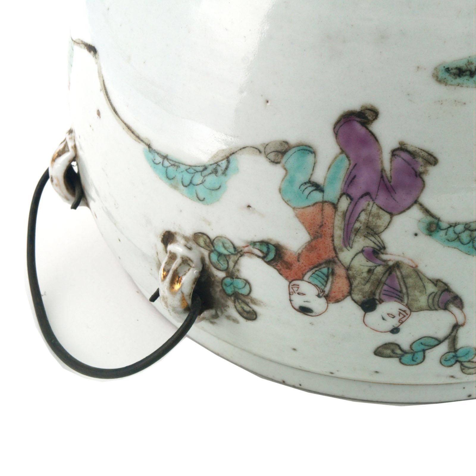 Early 20th Century Chinese Porcelain Bucket Vase, Famille Verte photo buy