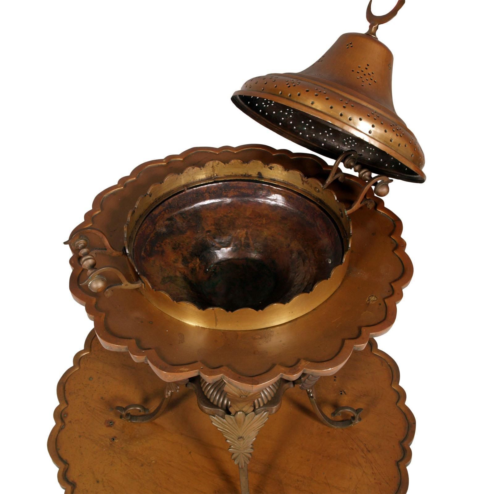 Antique Brazier Heating In Embossed Thick Brass Slab With Cast Bronze Structure photo buy
