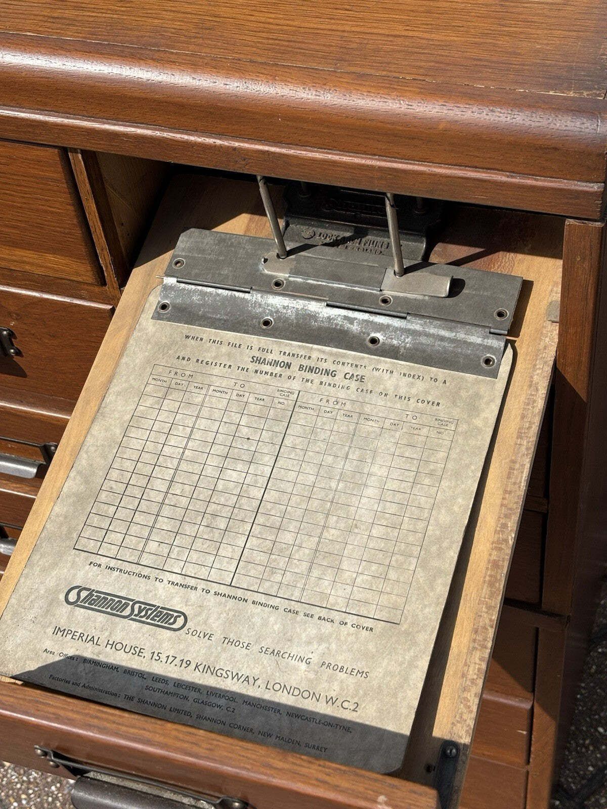 Large Edwardian Floor Standing Oak Filing Drawers. Cabinet Splits In Half. photo vintage