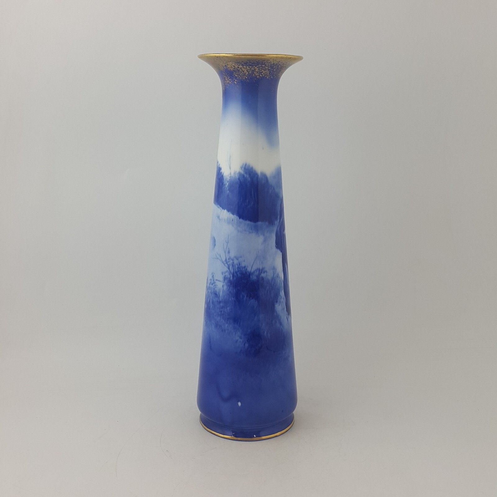Royal Doulton Seriesware Blue Children Vase Winter Scene Of Woman With Basket photo Home Decor