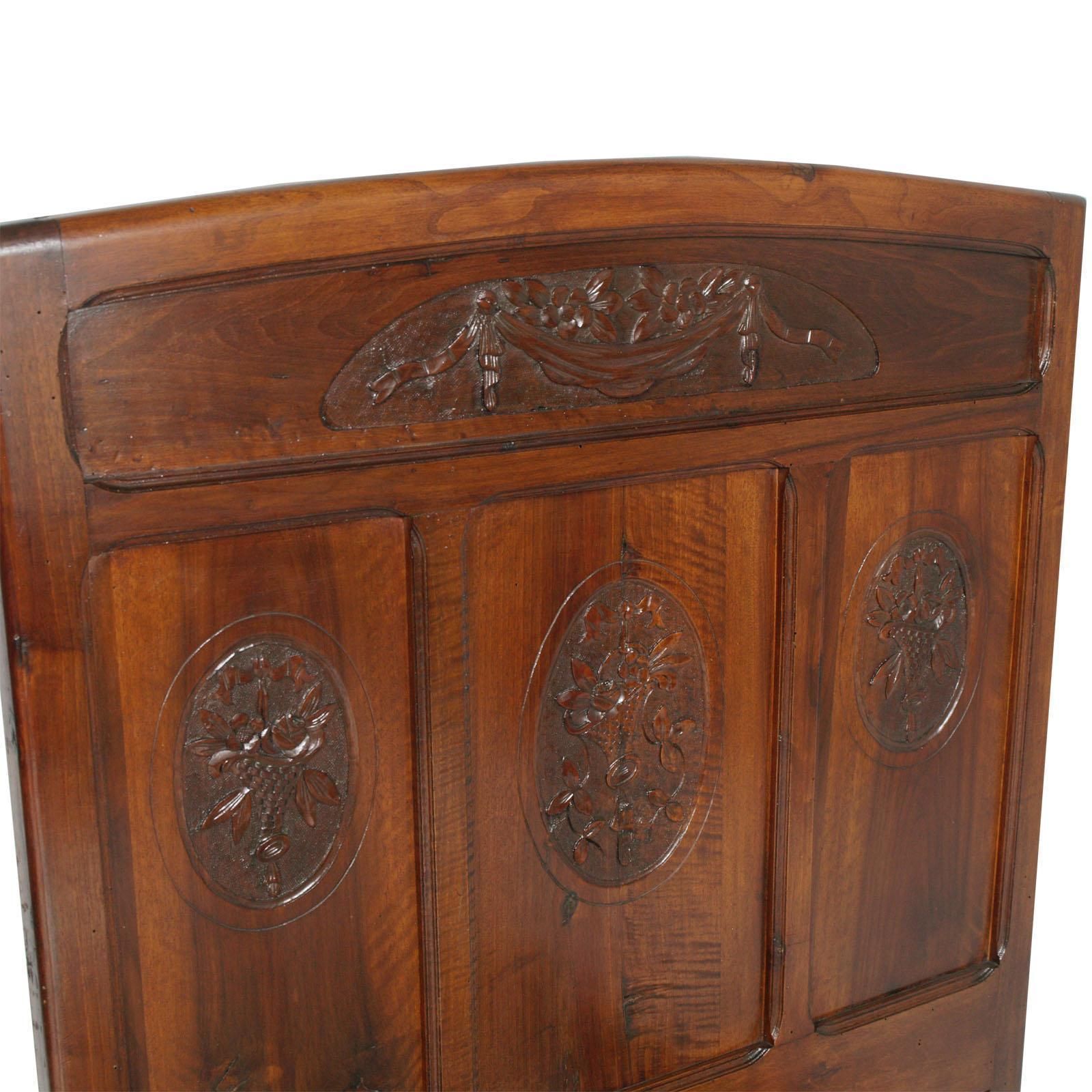 Twin Beds Art Nouveau, Italy, 1900s. Hand Carved Walnut, Polished To Wax photo 3968.0