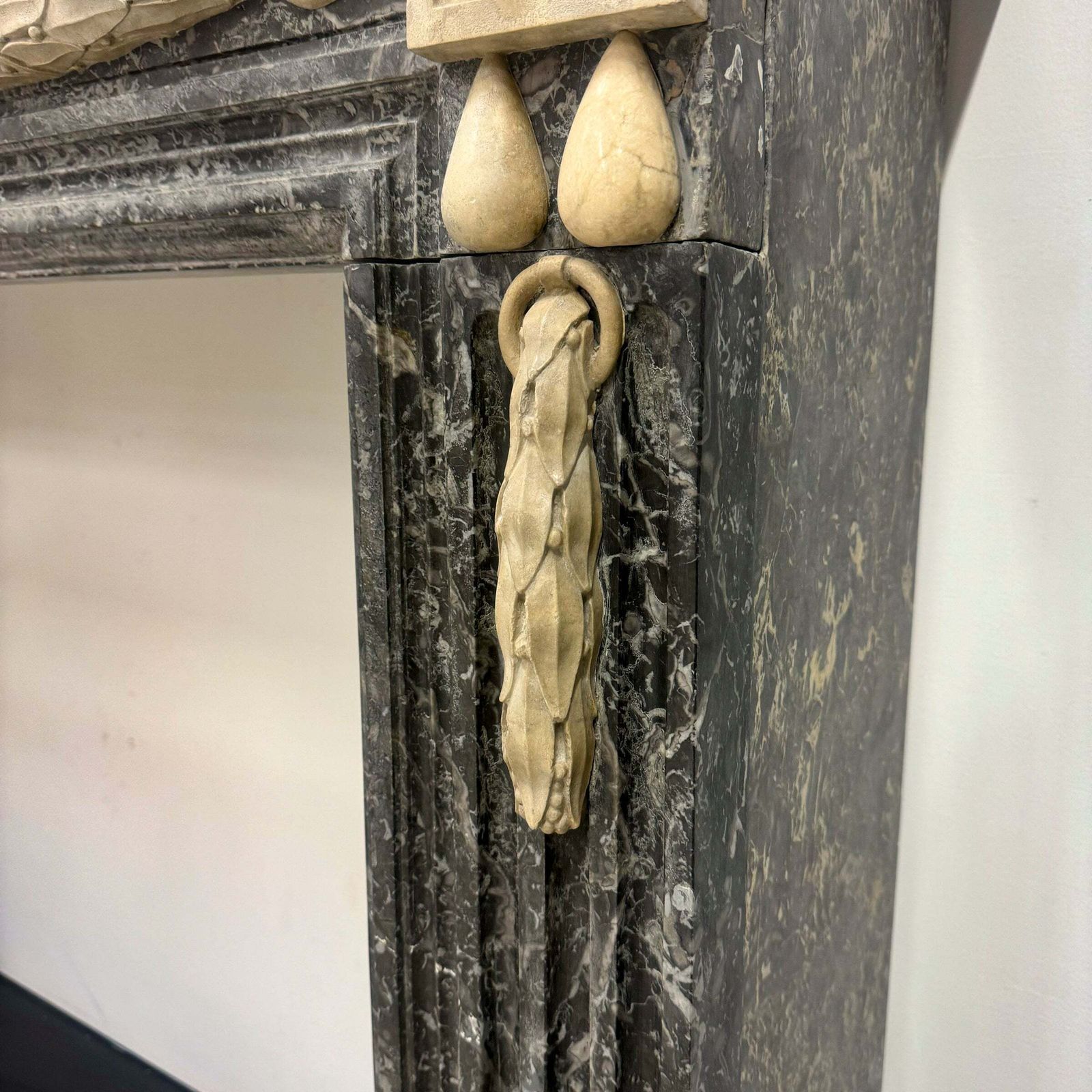Home Fixtures Antique Italian Empire Style Marble Fireplace Surround photo