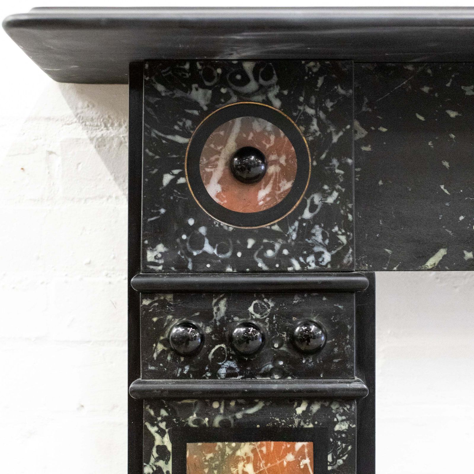 Antique Victorian "Marbelised" Slate Fireplace Surround With Roundels photo furniture