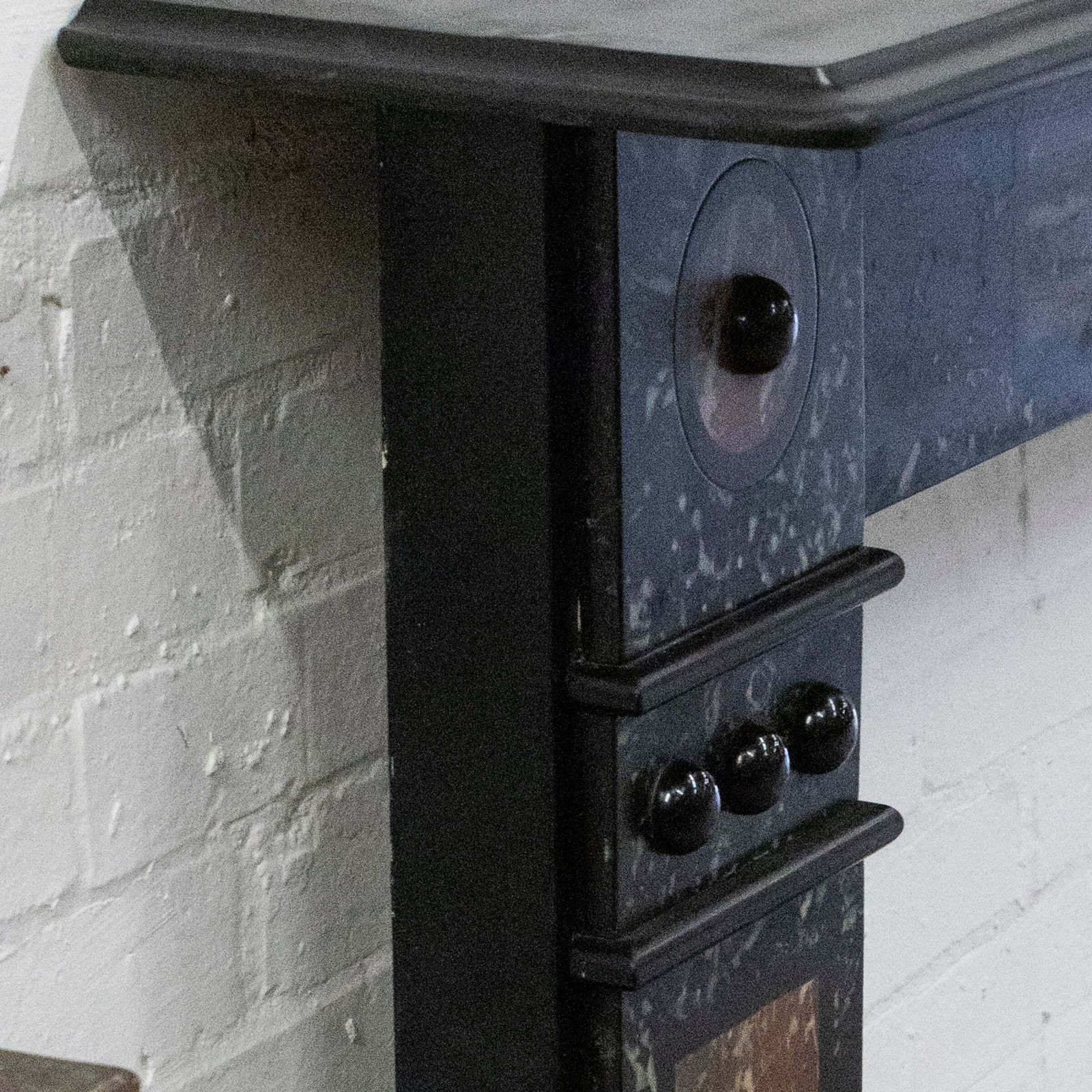 Antique Victorian "Marbelised" Slate Fireplace Surround With Roundels photo vintage
