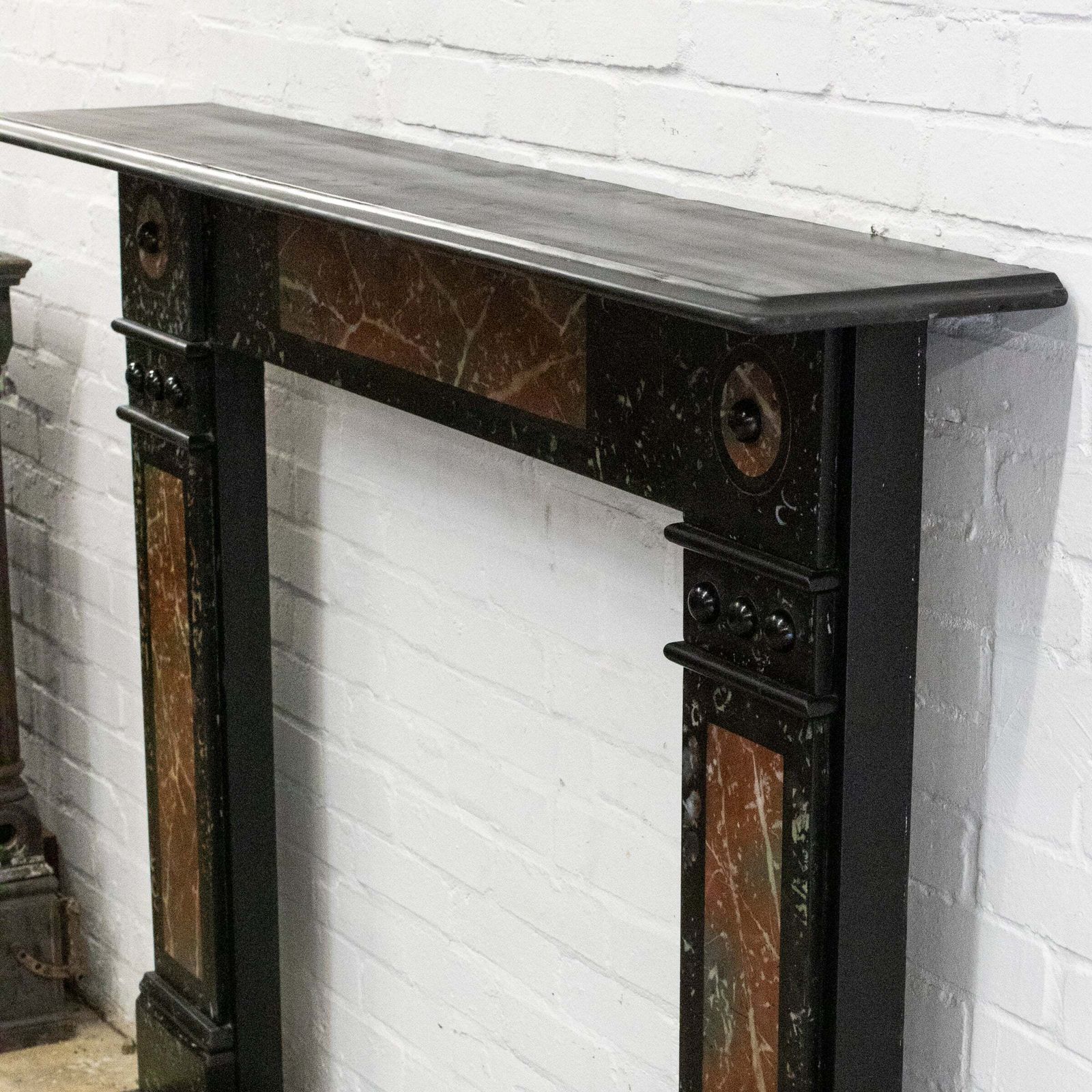 photo furniture Antique Victorian "Marbelised" Slate Fireplace Surround With Roundels