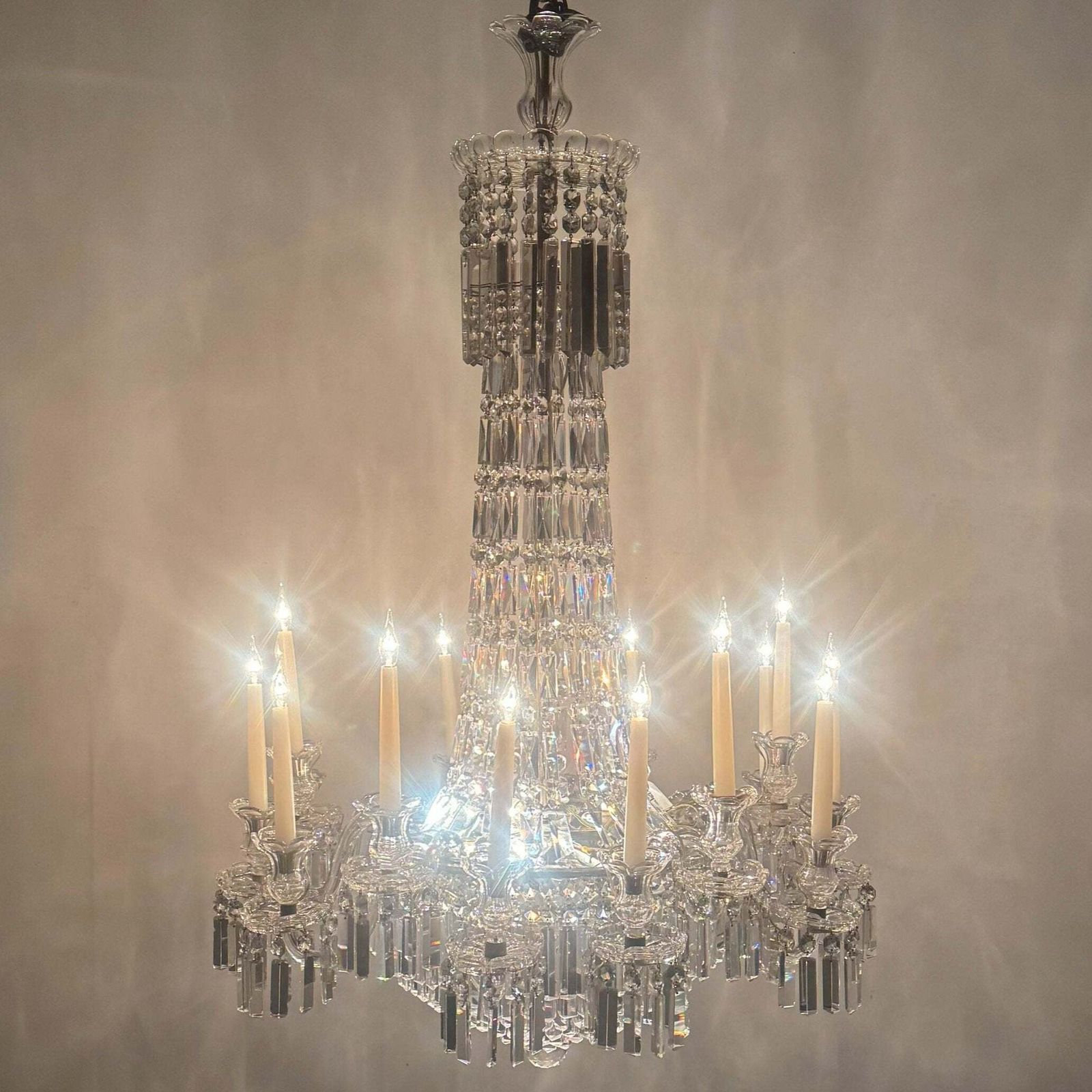 Mid 19th Century Antique Crystal Chandelier By F&C Osler Of Tent And Waterfall Design| 15 Arm photo furniture
