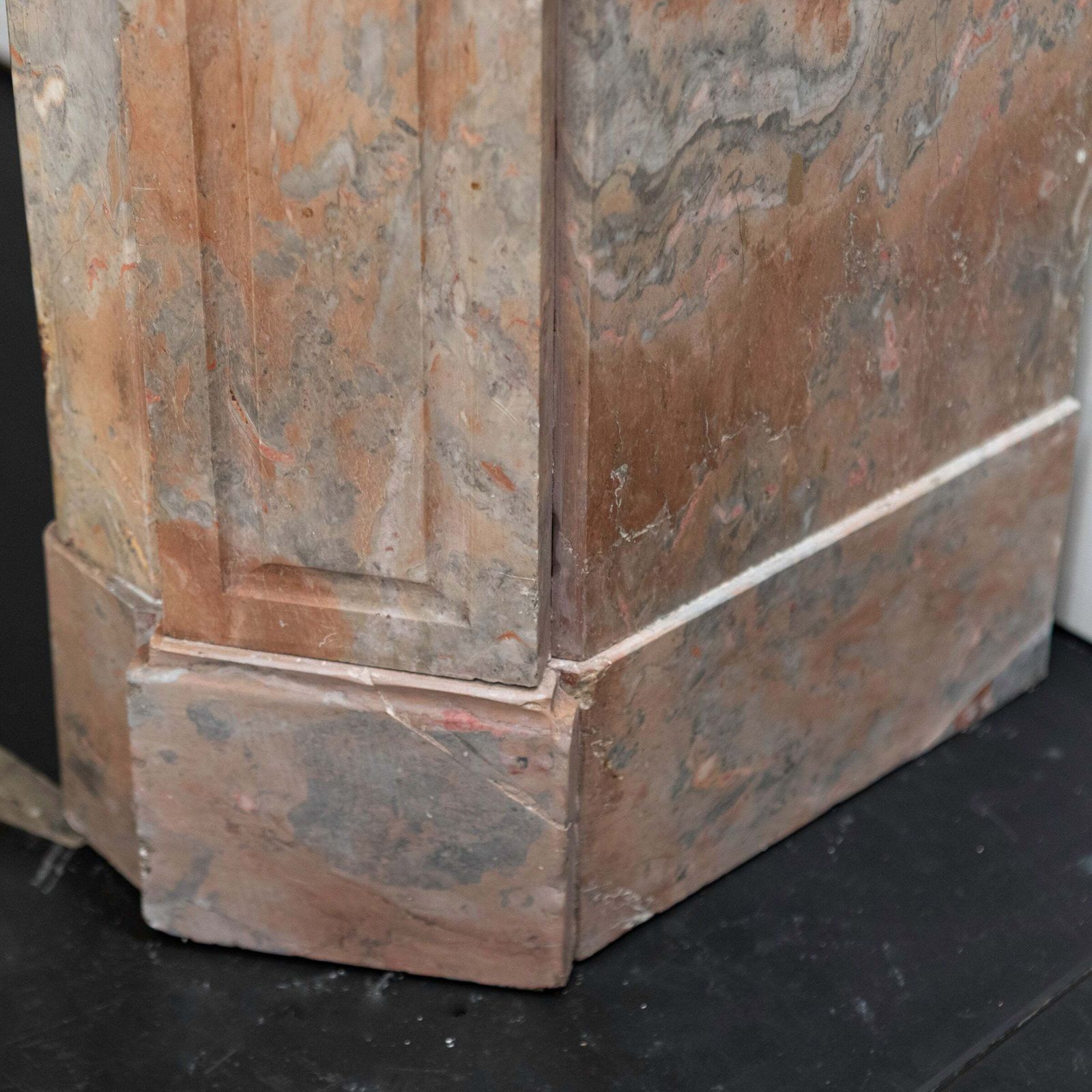 Antique French Style Louis Pompadour Breche Marble Fireplace photo vinterior