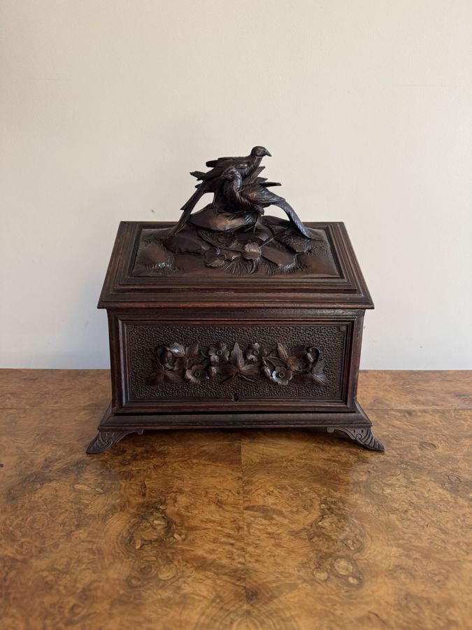 Rare Quality Antique Black Forest Stationary Box