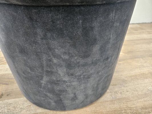 Furniture Mid Century Italian Round Velvet Stool, 1960s photo