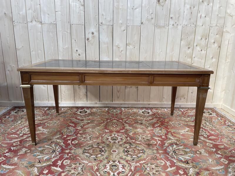 Bureau Plat De Style Louis XVI Cuir Noir photo furniture