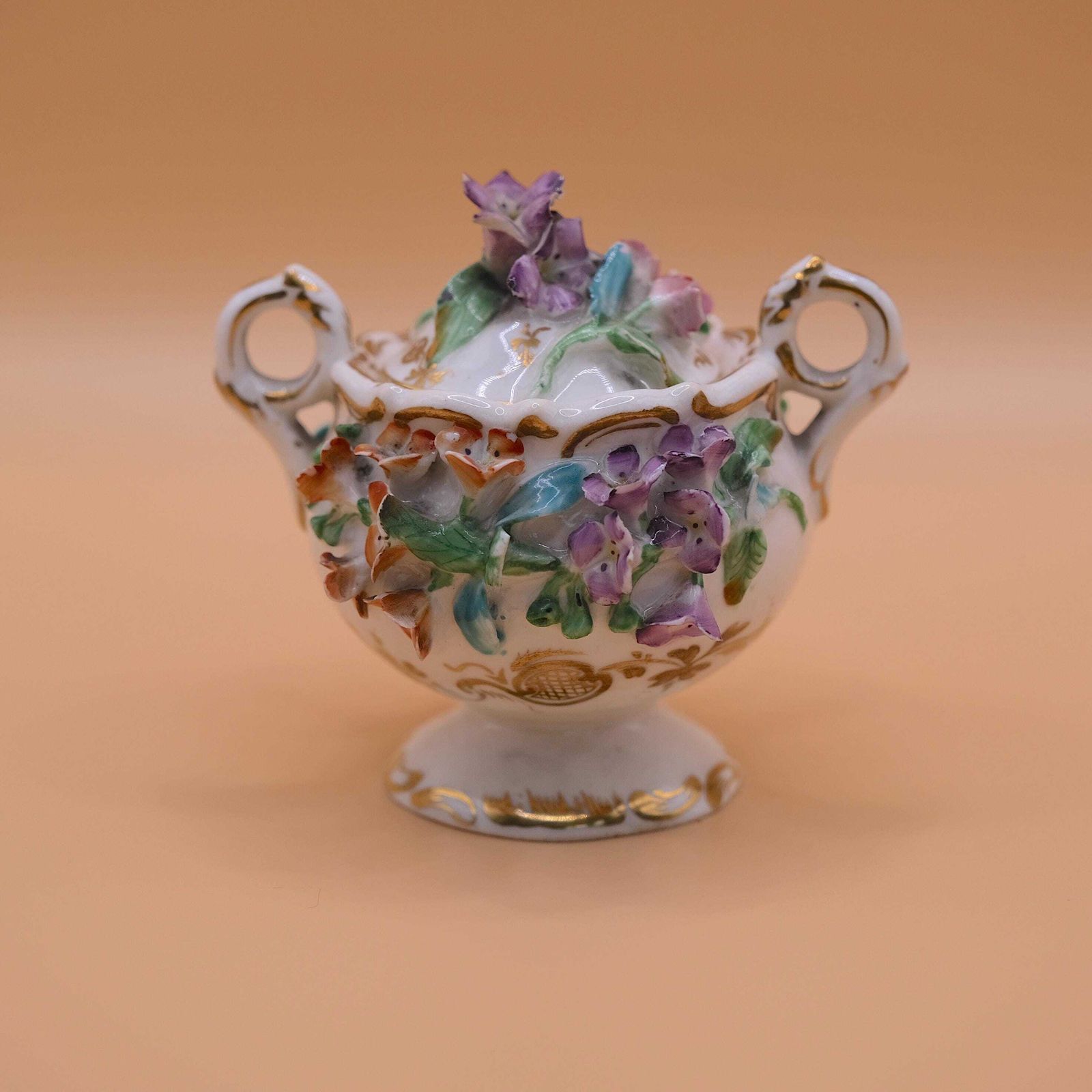 Coalport Coalbrookdale Porcelain Pot & Lid, Coalbrookdale Porcelain