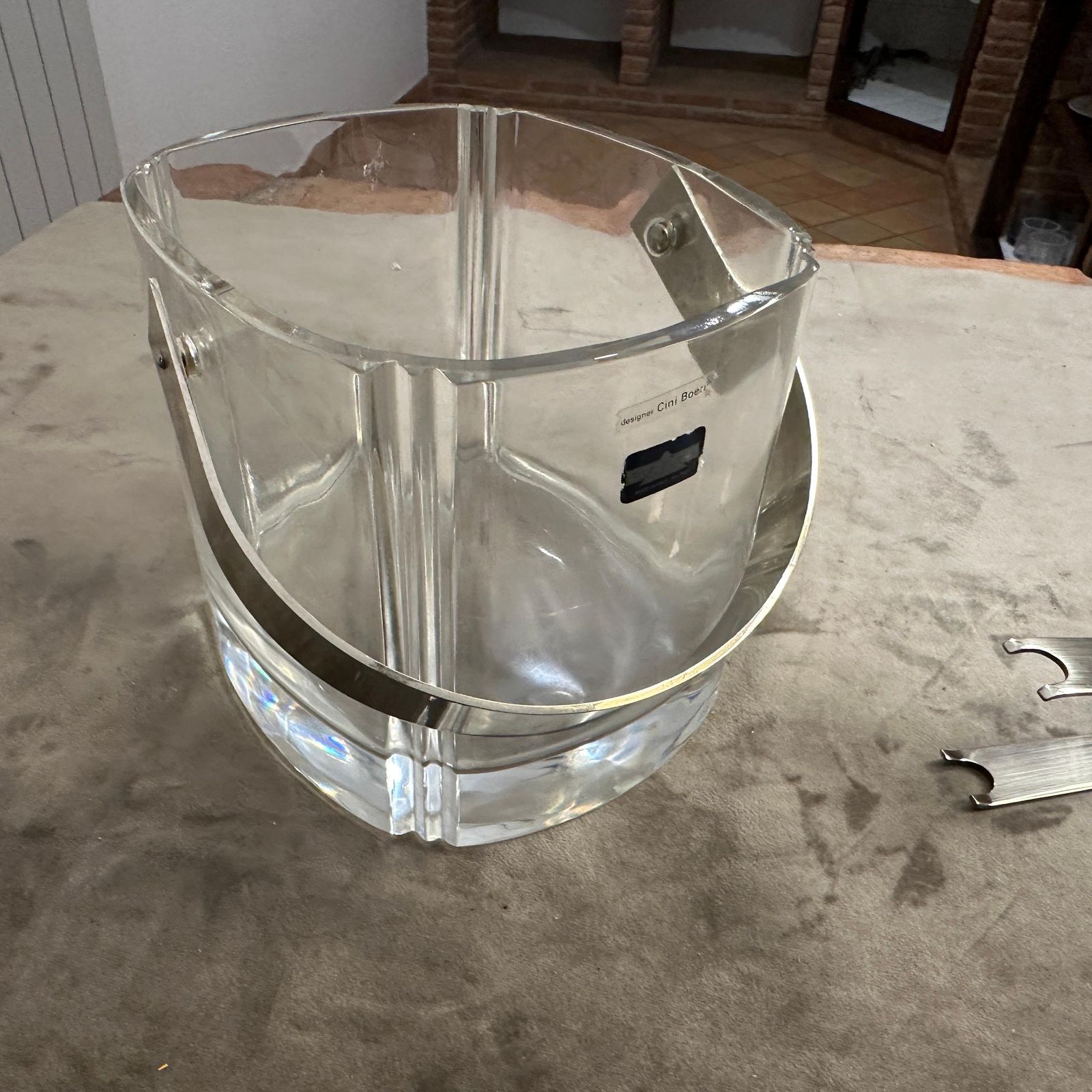 photo for sale A 1970s Modern Arnolfo Di Cambio Ice Bucket With A Lino Sabattini Ice Tongs