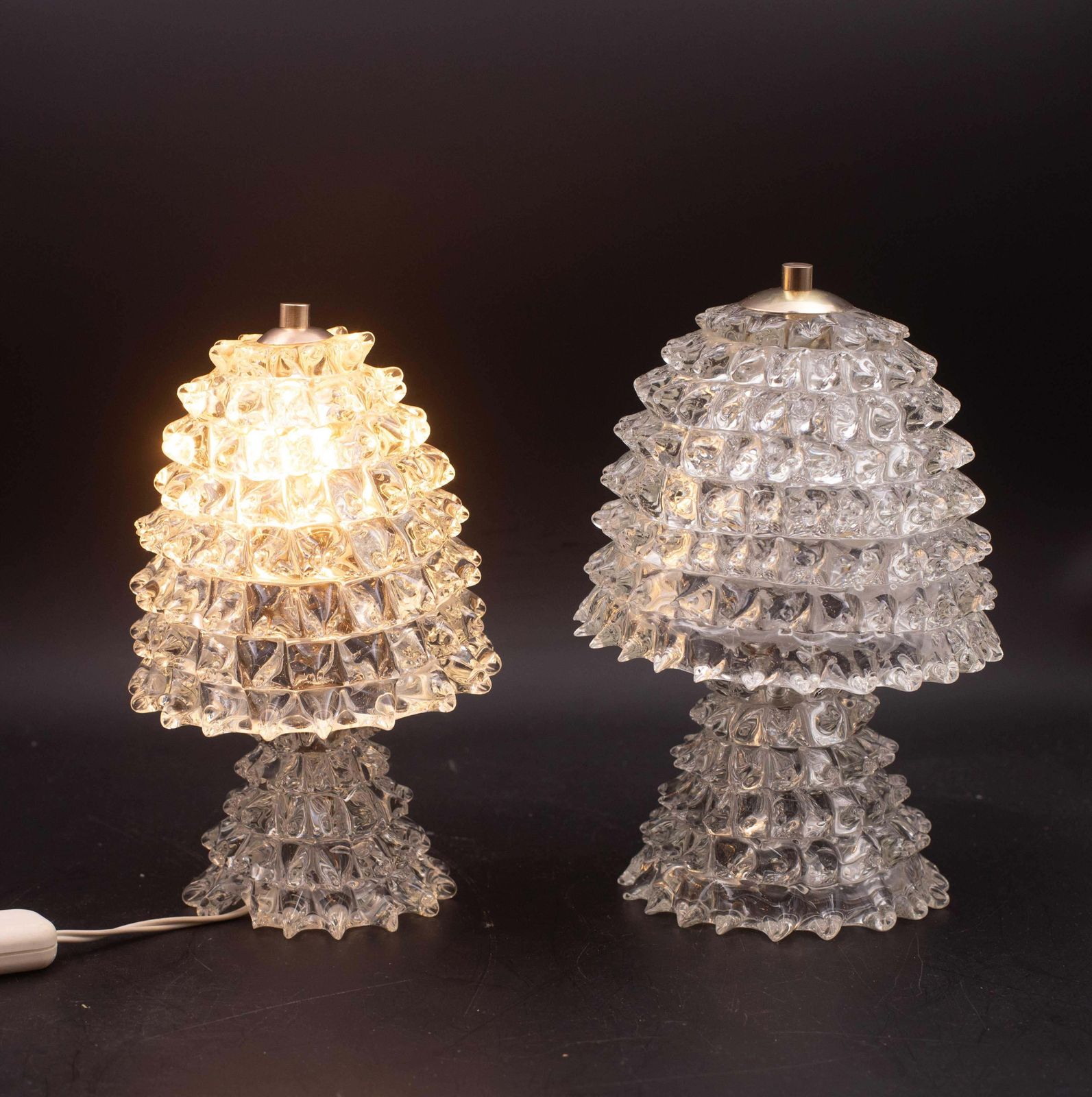 Set Of 2 Table Lamp In Rostrato Murano Glass Vase For Barovier & Toso, 1940 photo furniture
