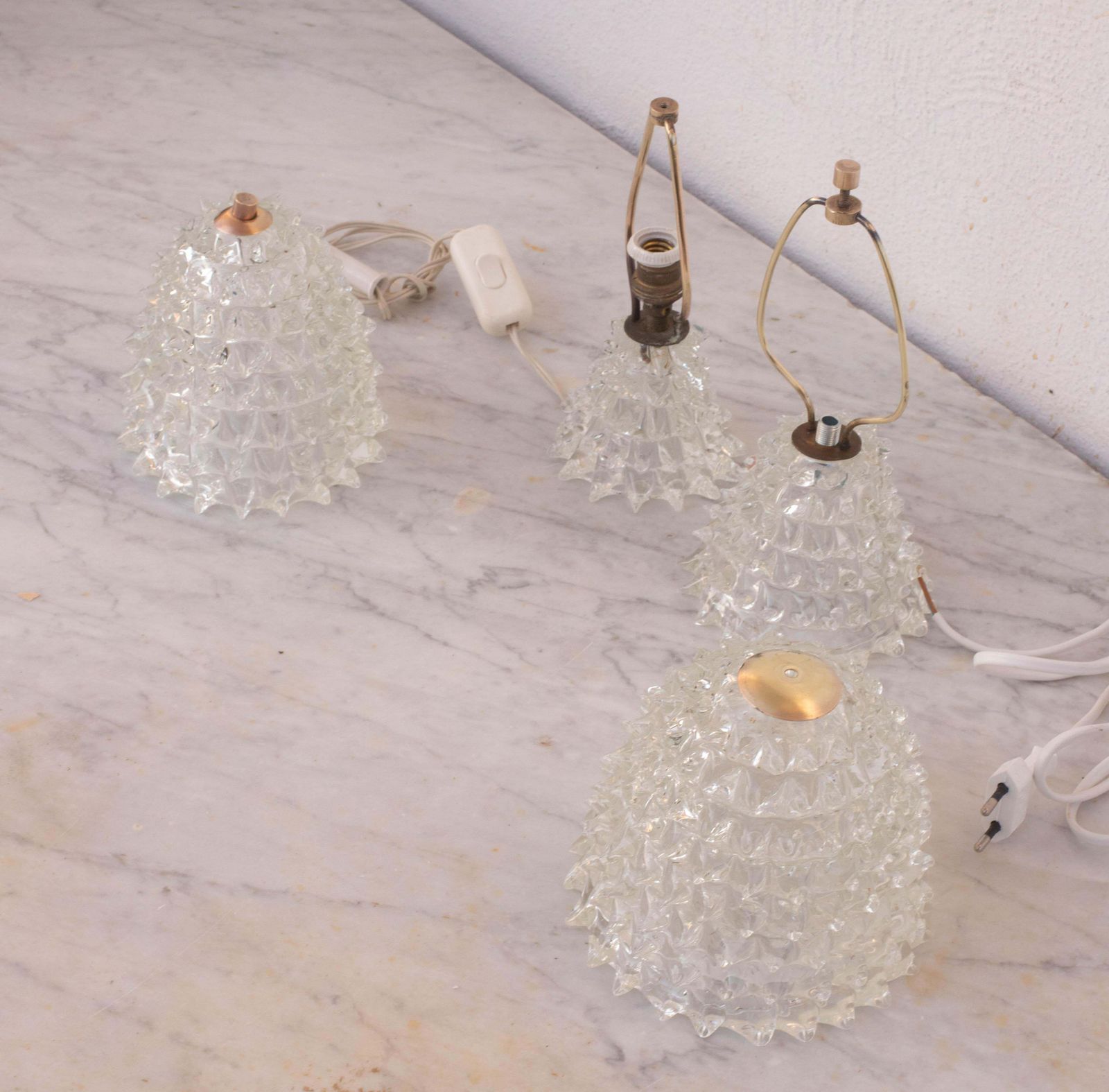 photo for sale Set Of 2 Table Lamp In Rostrato Murano Glass Vase For Barovier & Toso, 1940