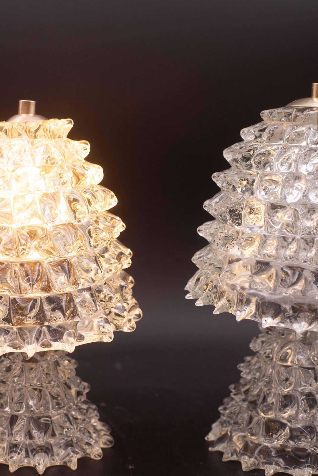 1718.0 Set Of 2 Table Lamp In Rostrato Murano Glass Vase For Barovier & Toso, 1940 photo