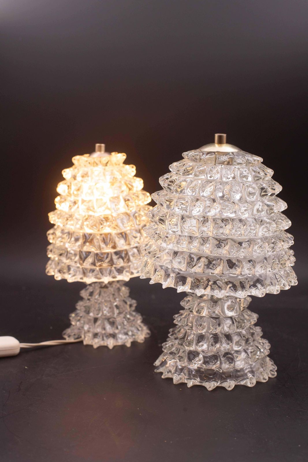 photo buy Set Of 2 Table Lamp In Rostrato Murano Glass Vase For Barovier & Toso, 1940