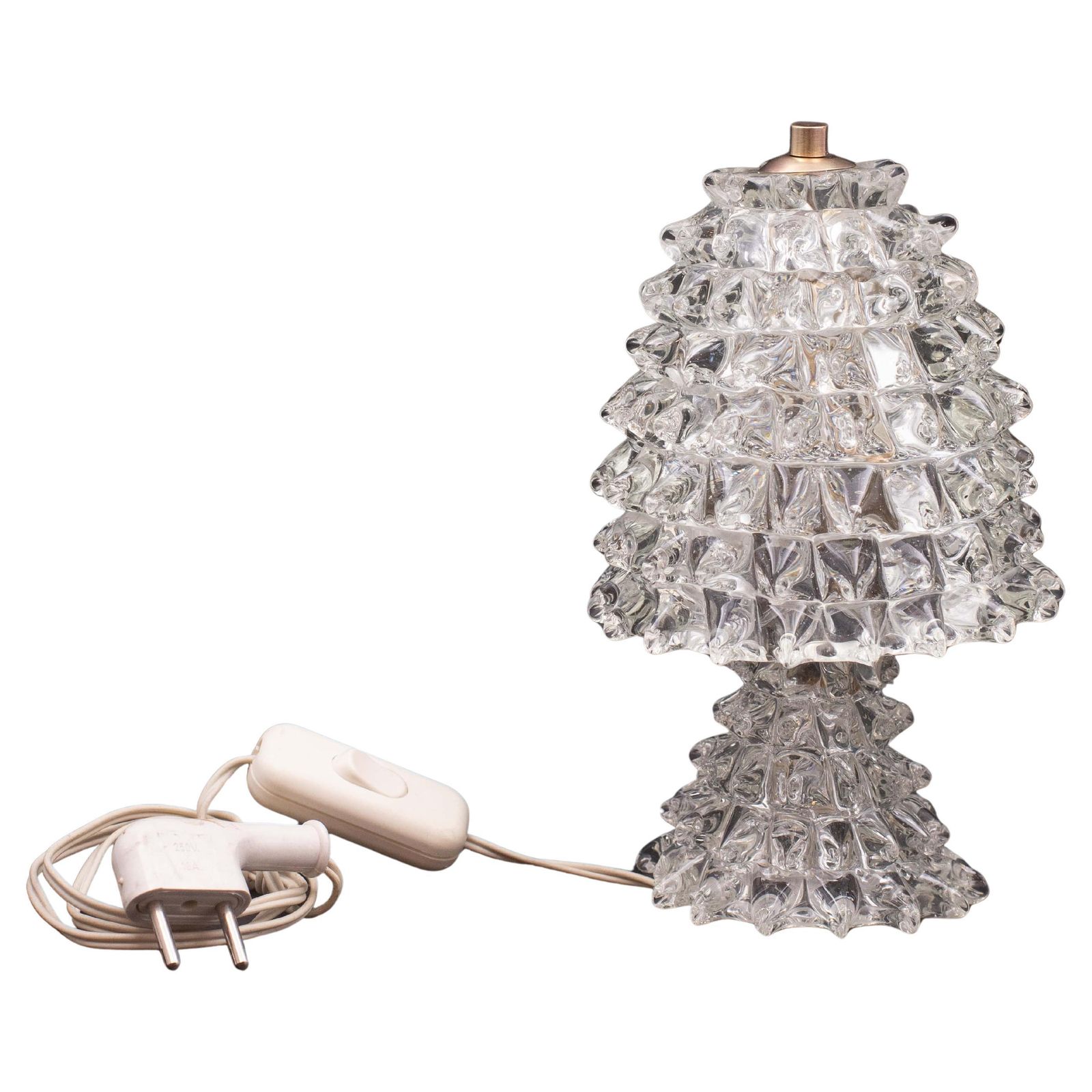 Elegant Table Lamp In Rostrato Murano Glass Vase For Barovier & Toso, 1950s