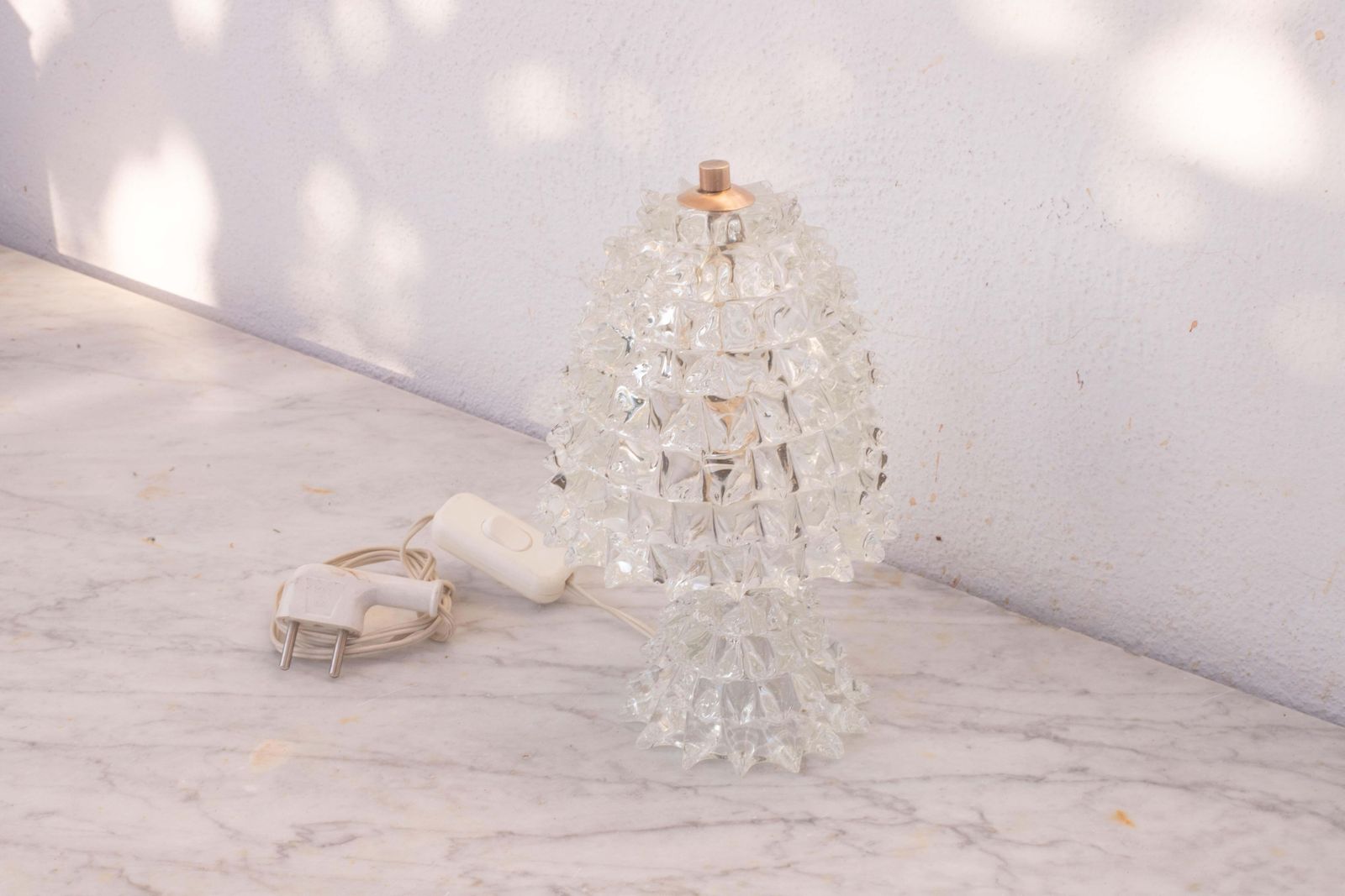 Elegant Table Lamp In Rostrato Murano Glass Vase For Barovier & Toso, 1950s photo buy