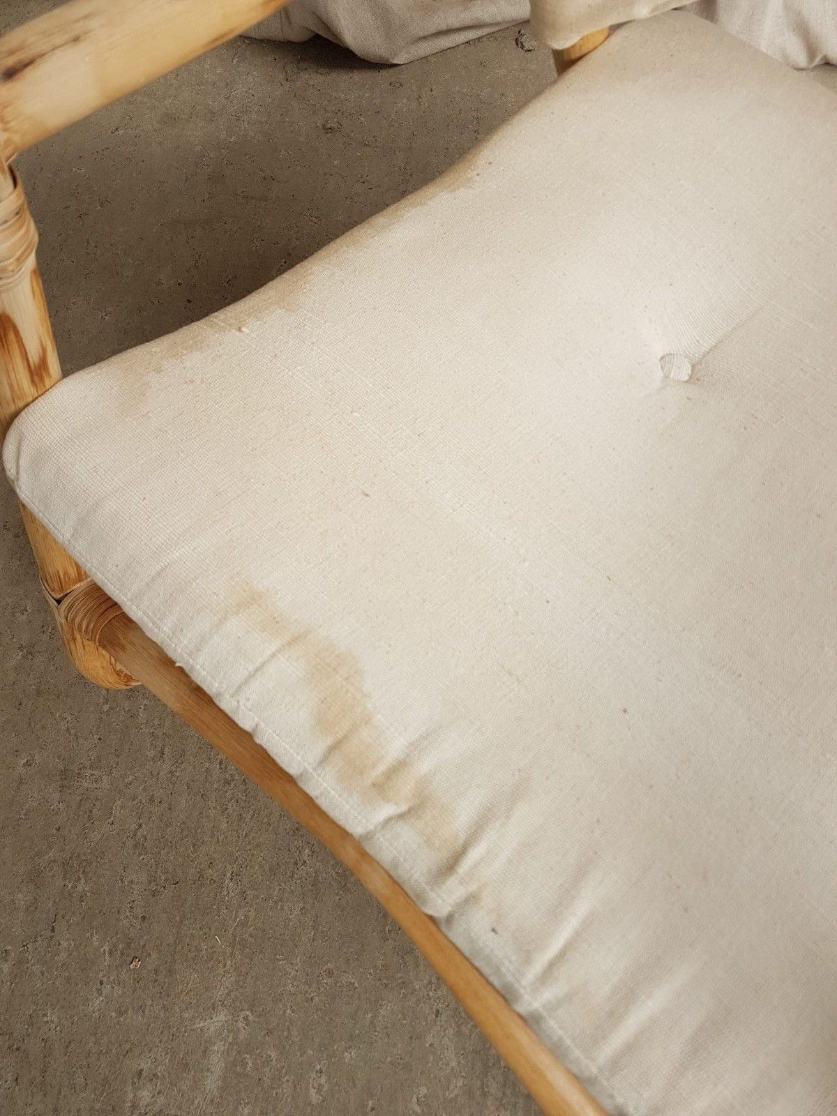 photo furniture Vtg Mid Century Bamboo Sling Armchair Chair Danish Bohemian Boho Scandi R808