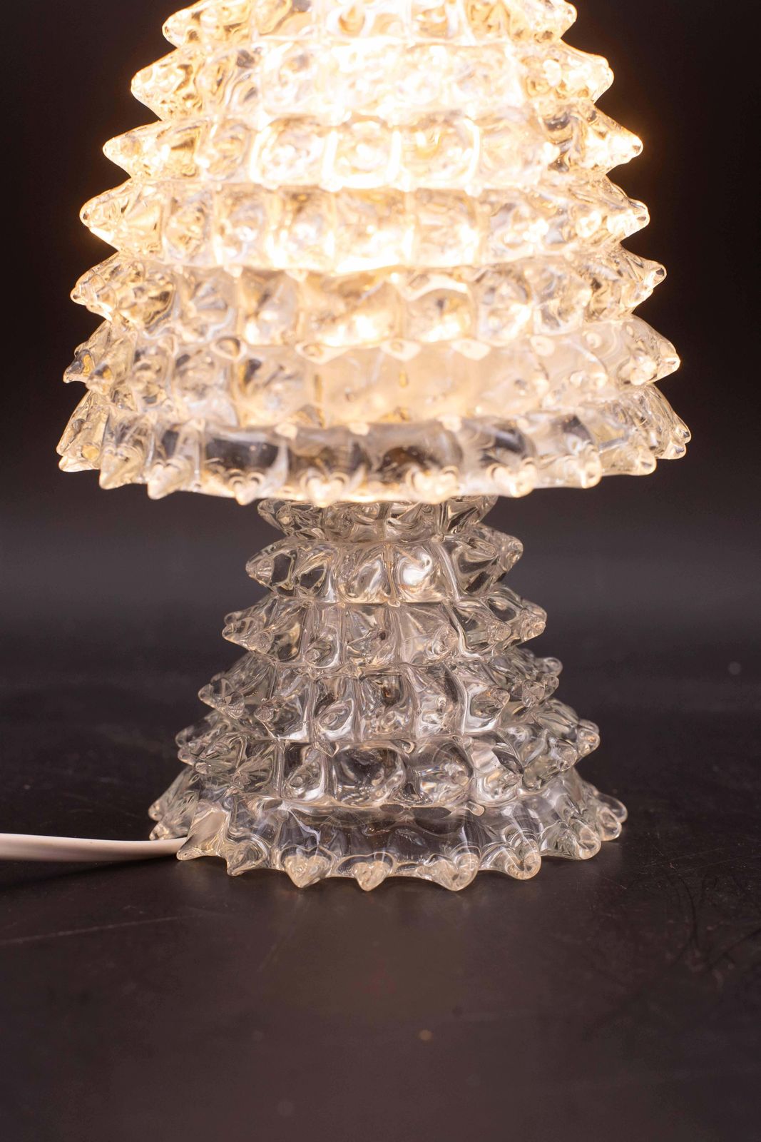 Charming Table Lamp In Rostrato Murano Glass Vase For Barovier & Toso, 1950s photo vintage