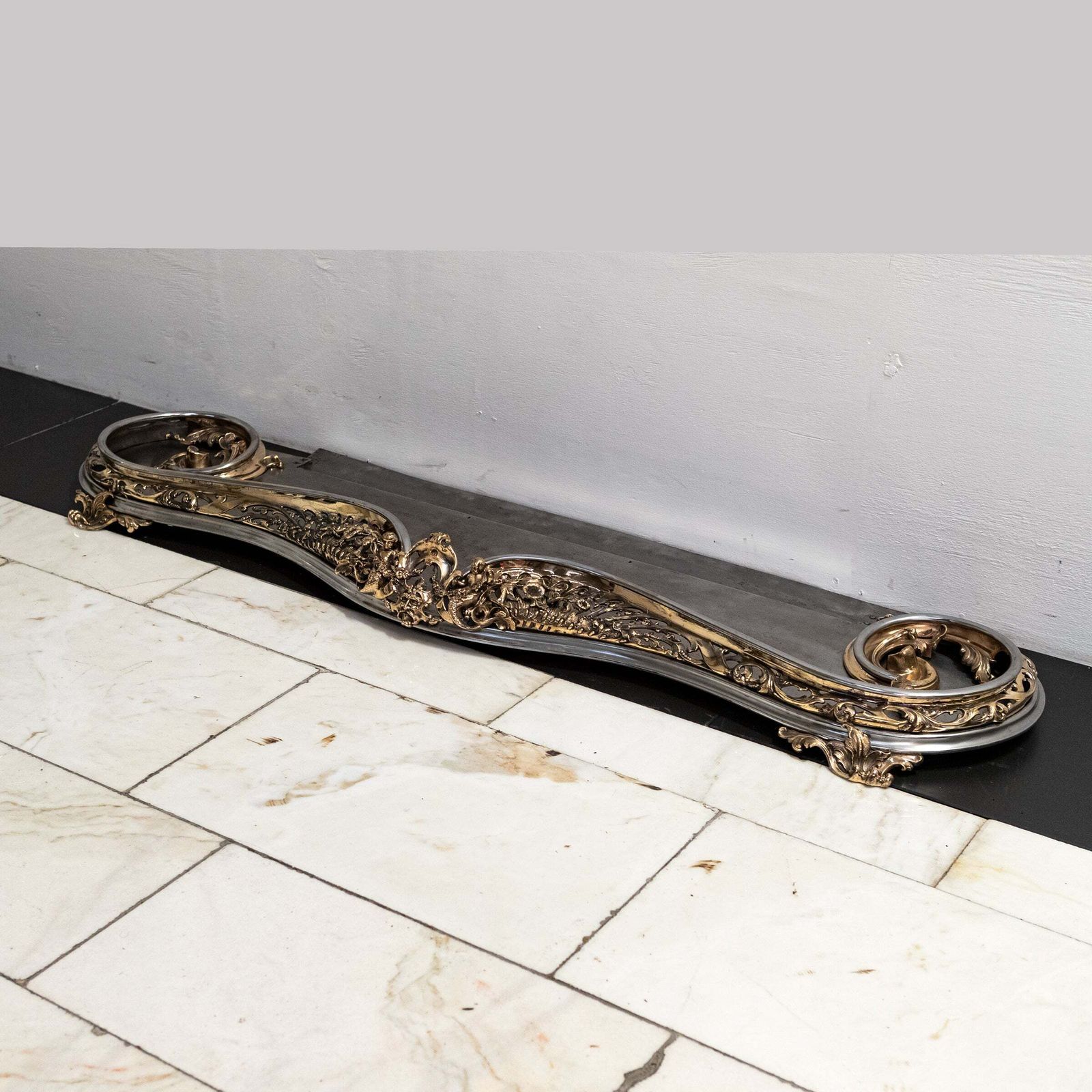 Antique Serpentine Rococo Fireplace Fender photo vintage