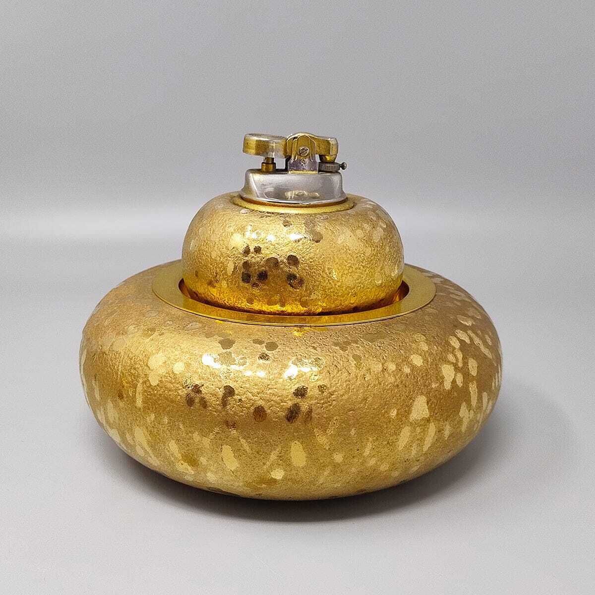 1970s Exquisited Handcrafted Smoking Set In Ceramic And Gold Leaf. Made In Italy photo vinterior