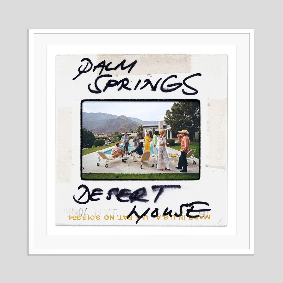 Slim Aarons ' Desert House Party Slide' Framed White photo furniture
