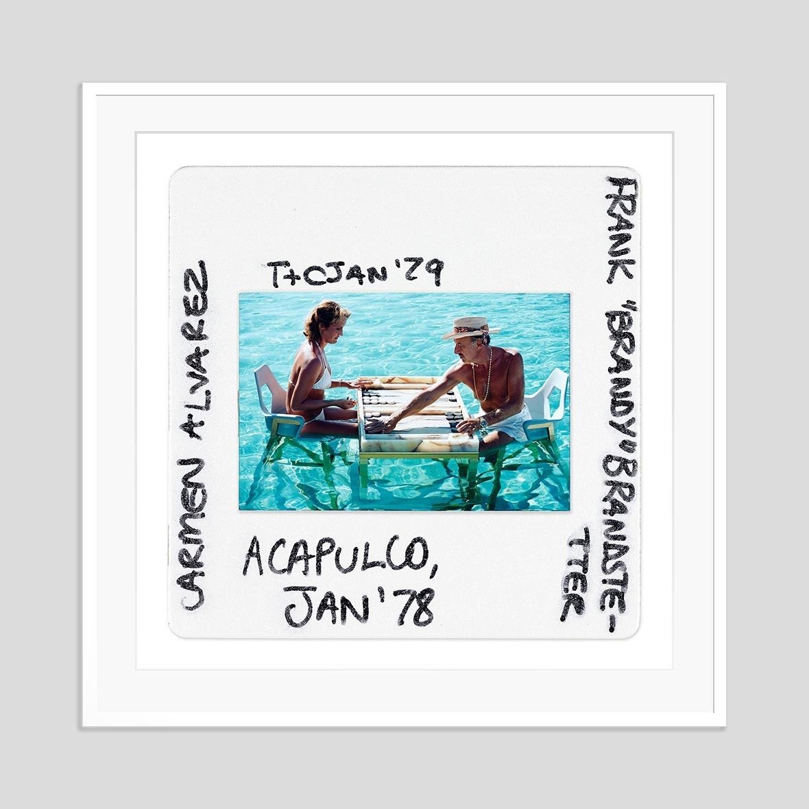 Slim Aarons 'Keep Your Cool Slide' Framed White photo furniture