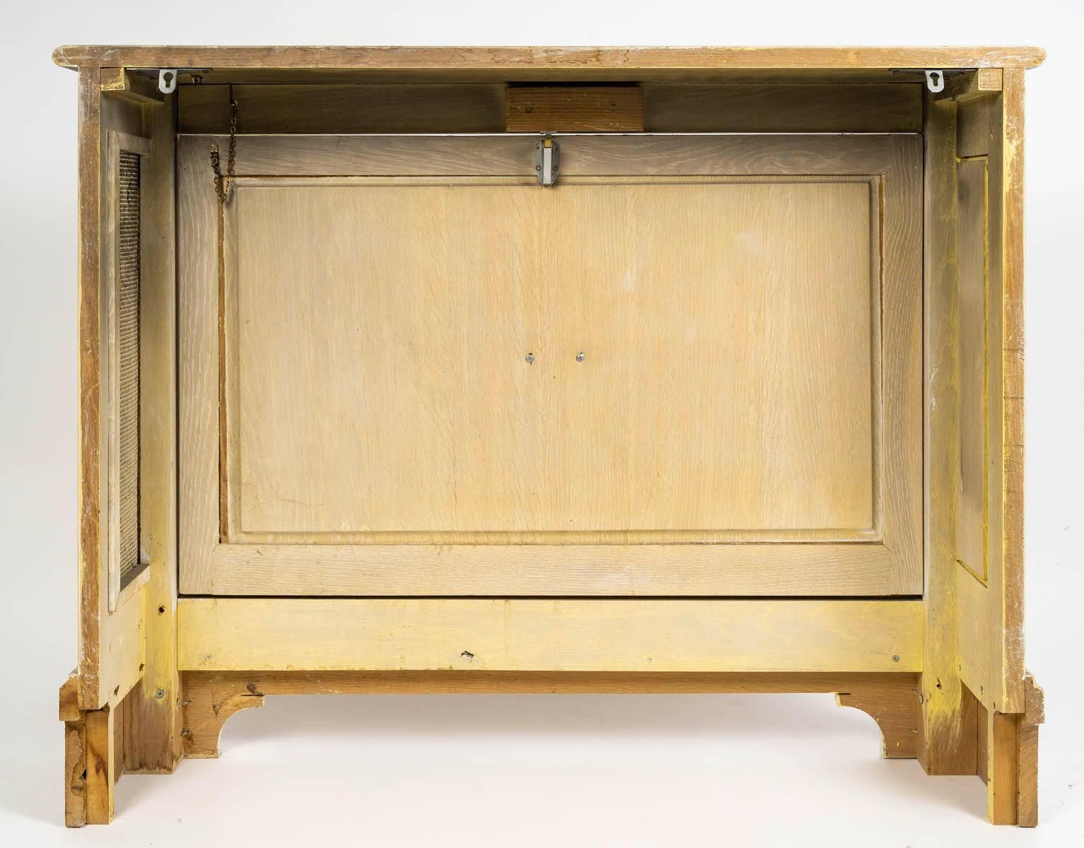 Radiator Cover In Whitewashed And Painted Wood, 20th Century. photo 1546.0
