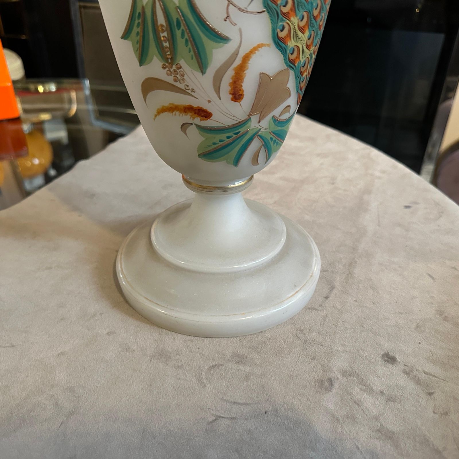 photo furniture An Art Nouveau Hand Painted Opaline Glass Italian Vase