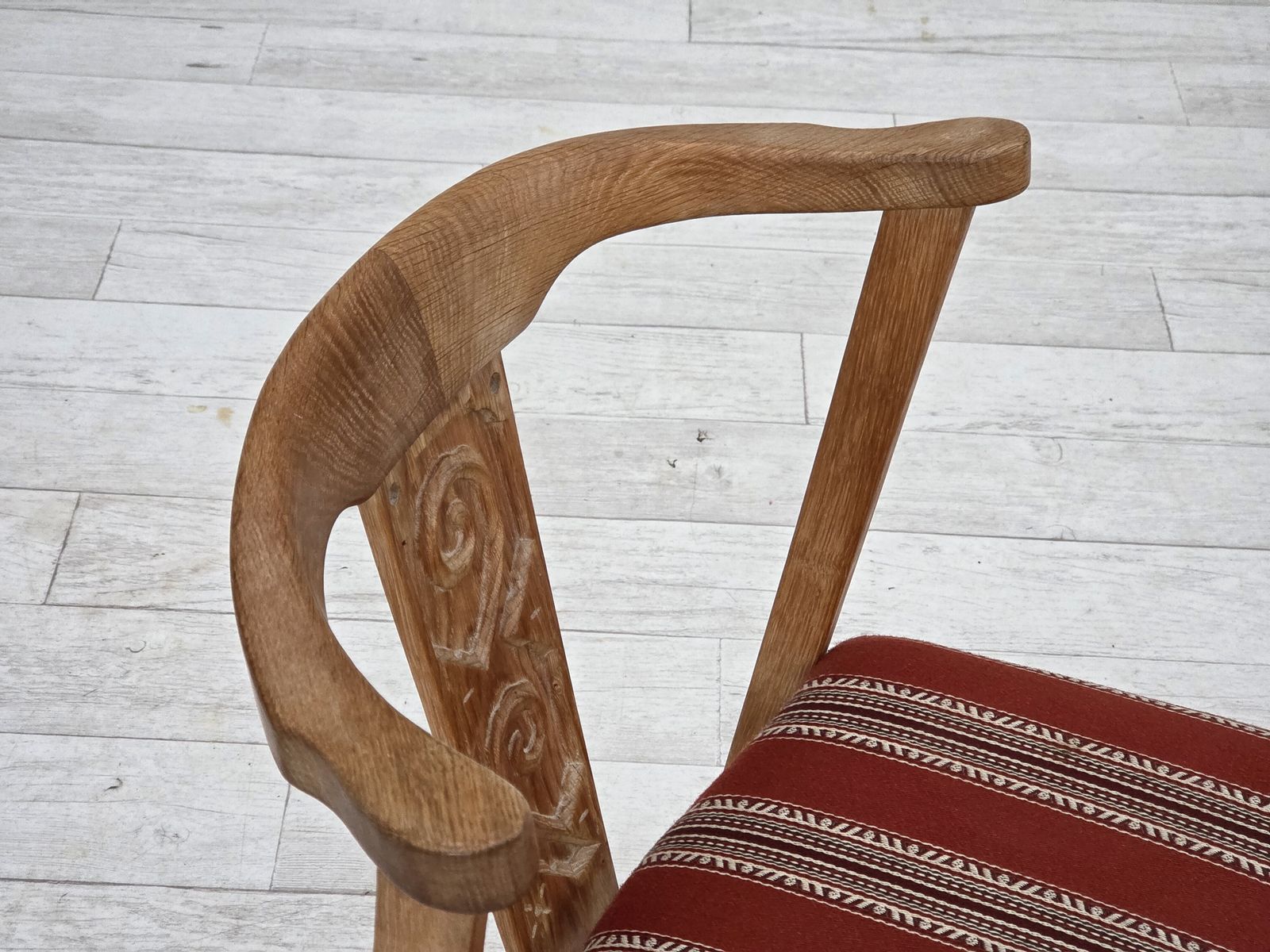 1960s, Pair Of Danish Dining Chairs, Solid Oak Wood, Furniture Wool. photo 600.0